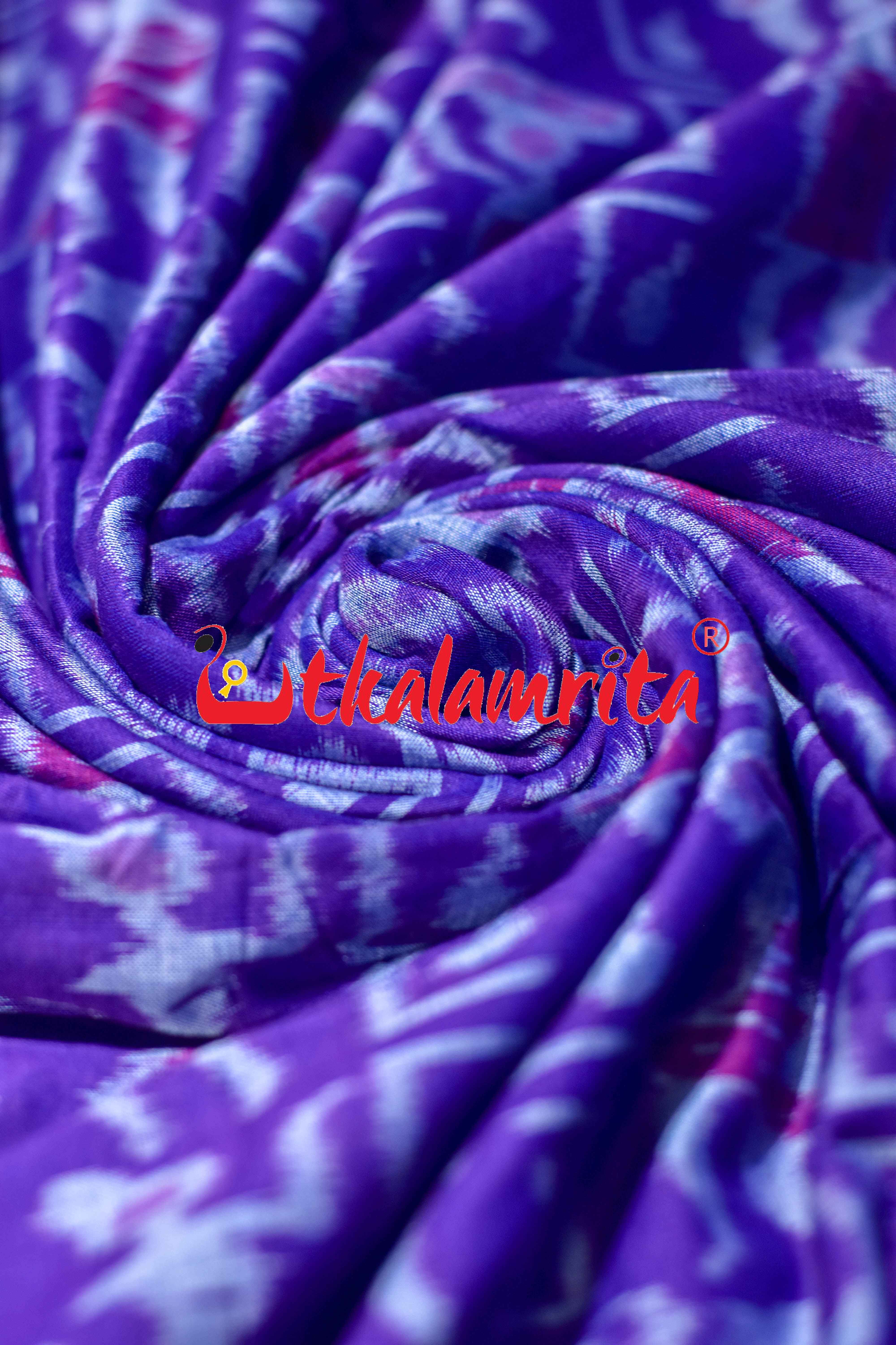 Purple Dancing Tribals Sambalpuri Cotton (Fabric)