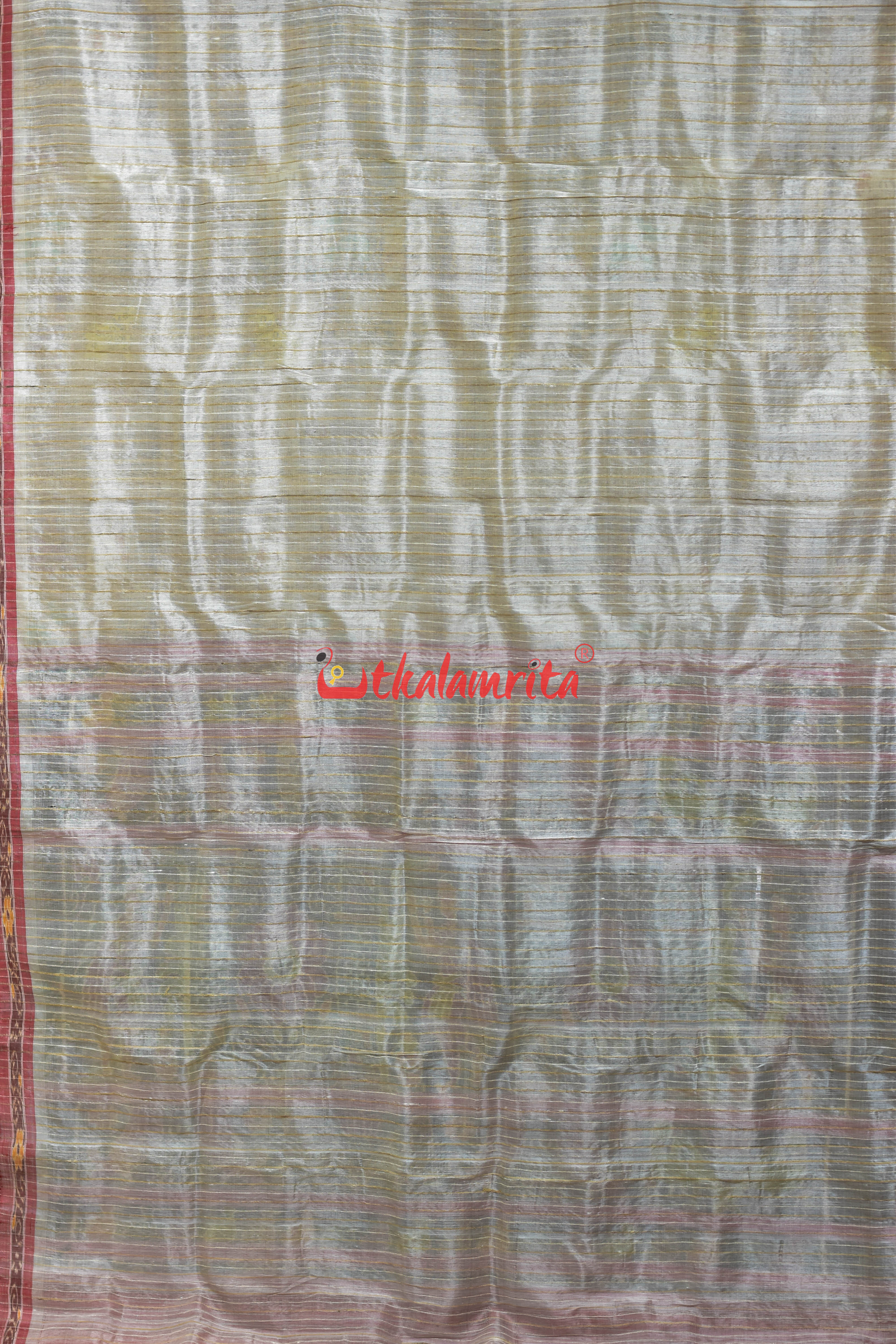 Off White Eri Mulberry Animal Anchal Khandua Silk Saree