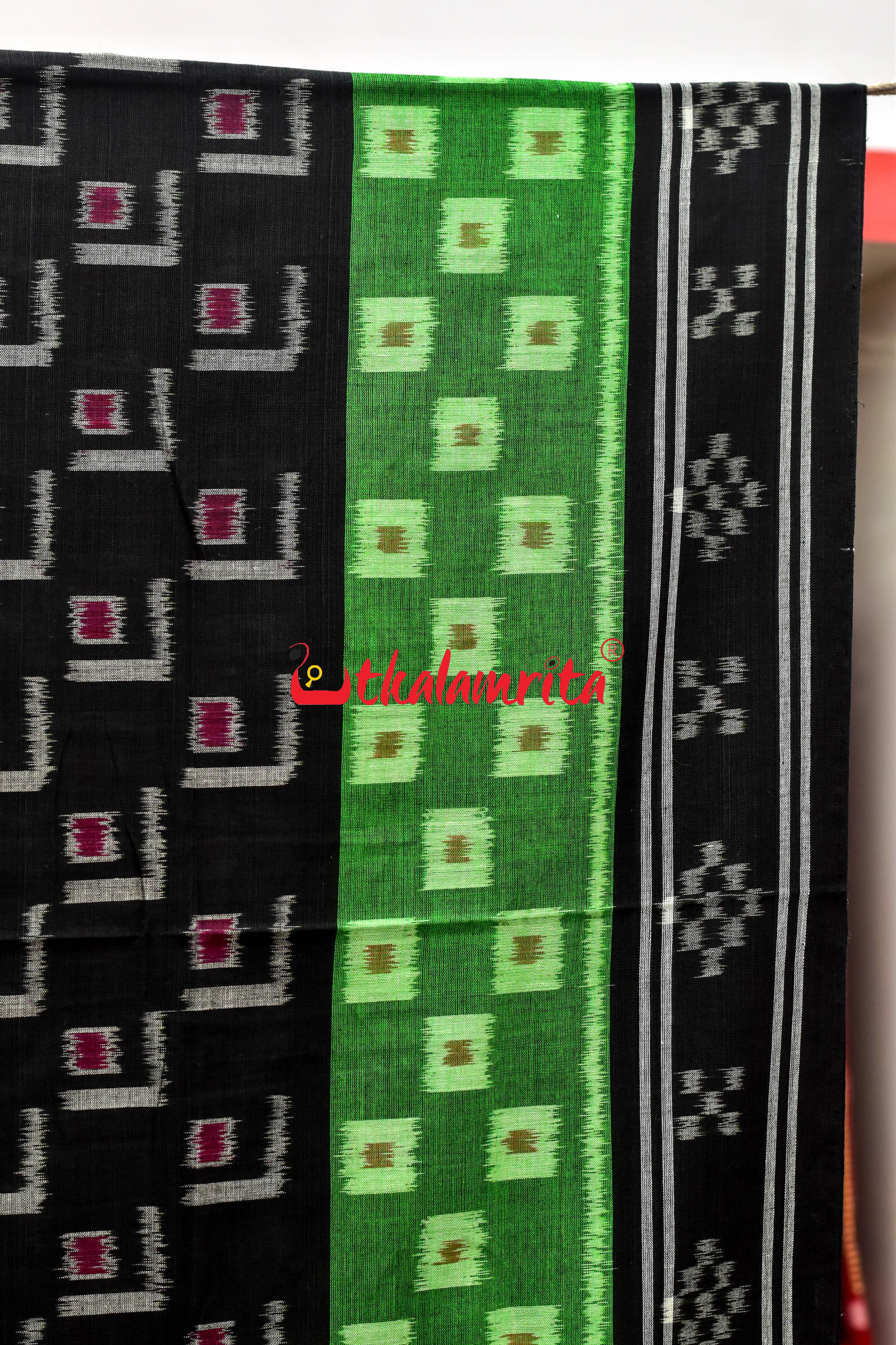 5D Green Middle Chain Khandua Cotton Saree