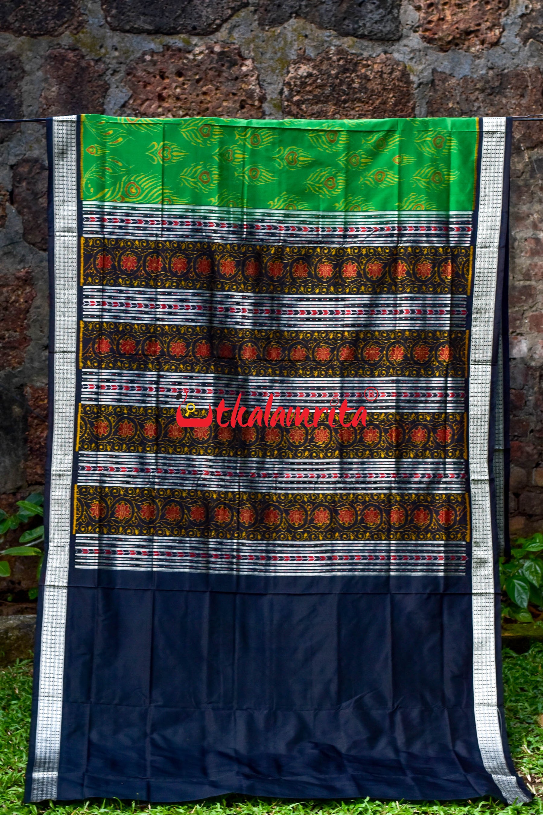 Mayura Green Sambalpuri Silk Saree