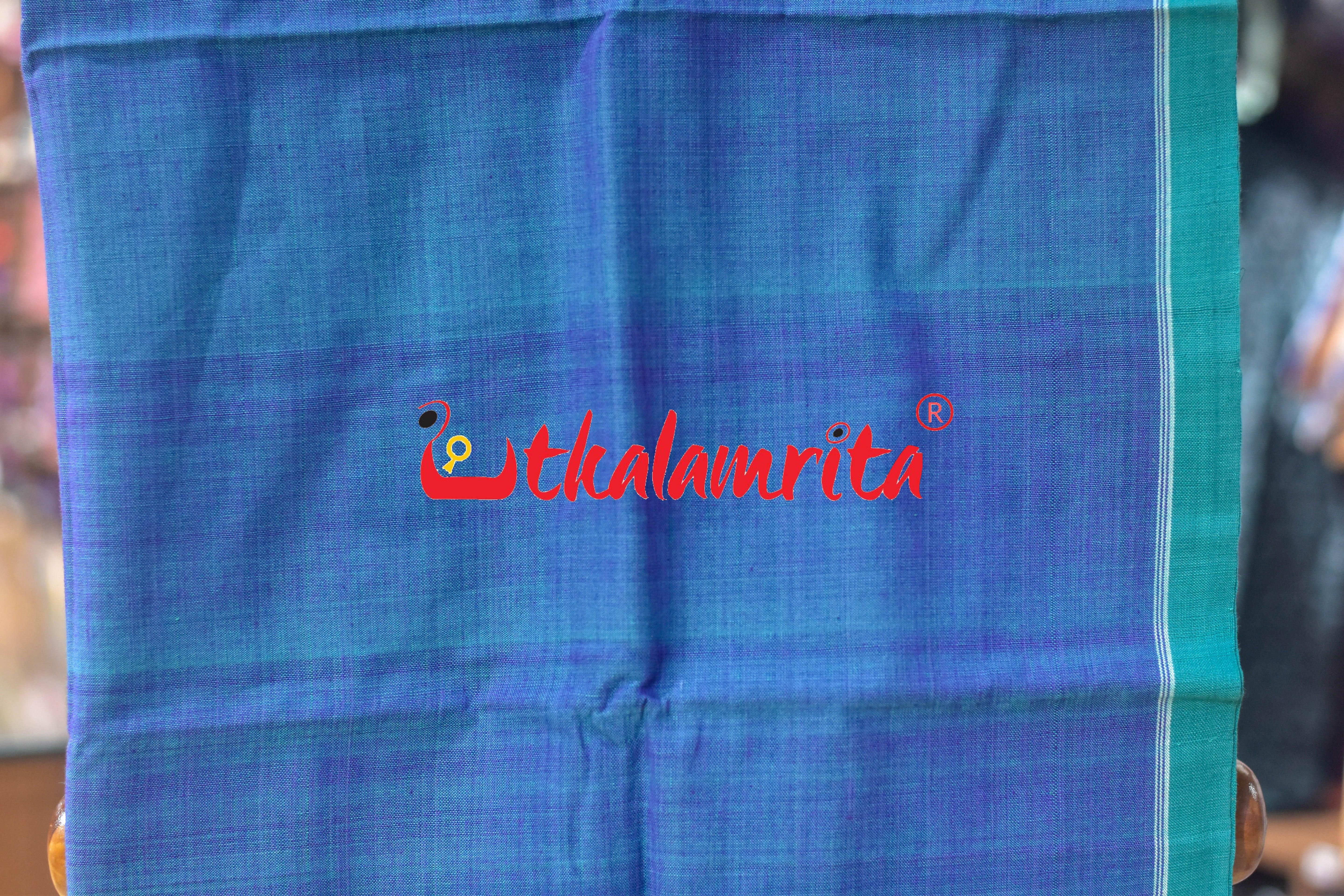 Plain Teal Blue Santhal Gamcha
