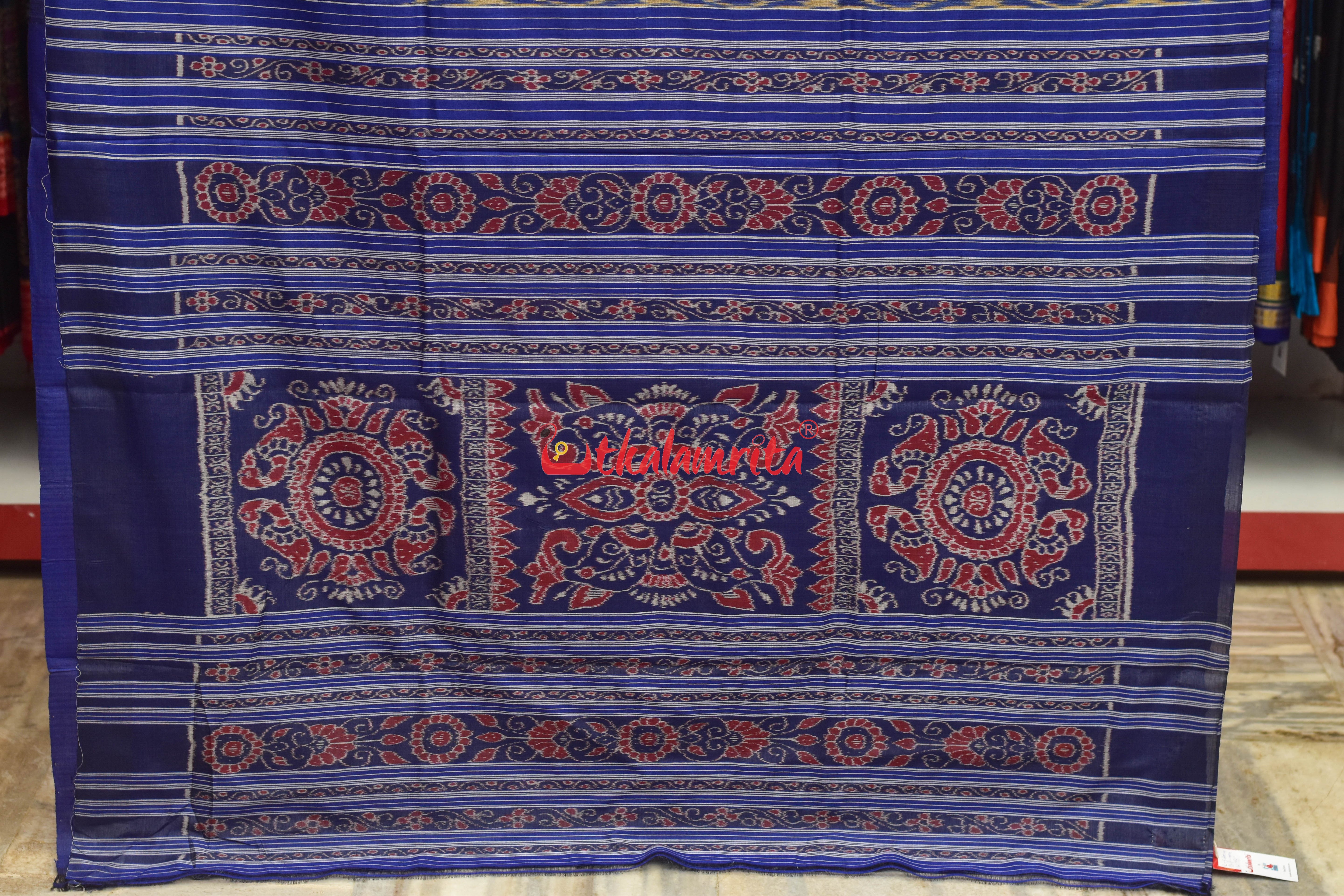 Blue Body Ikat Tussar Saree