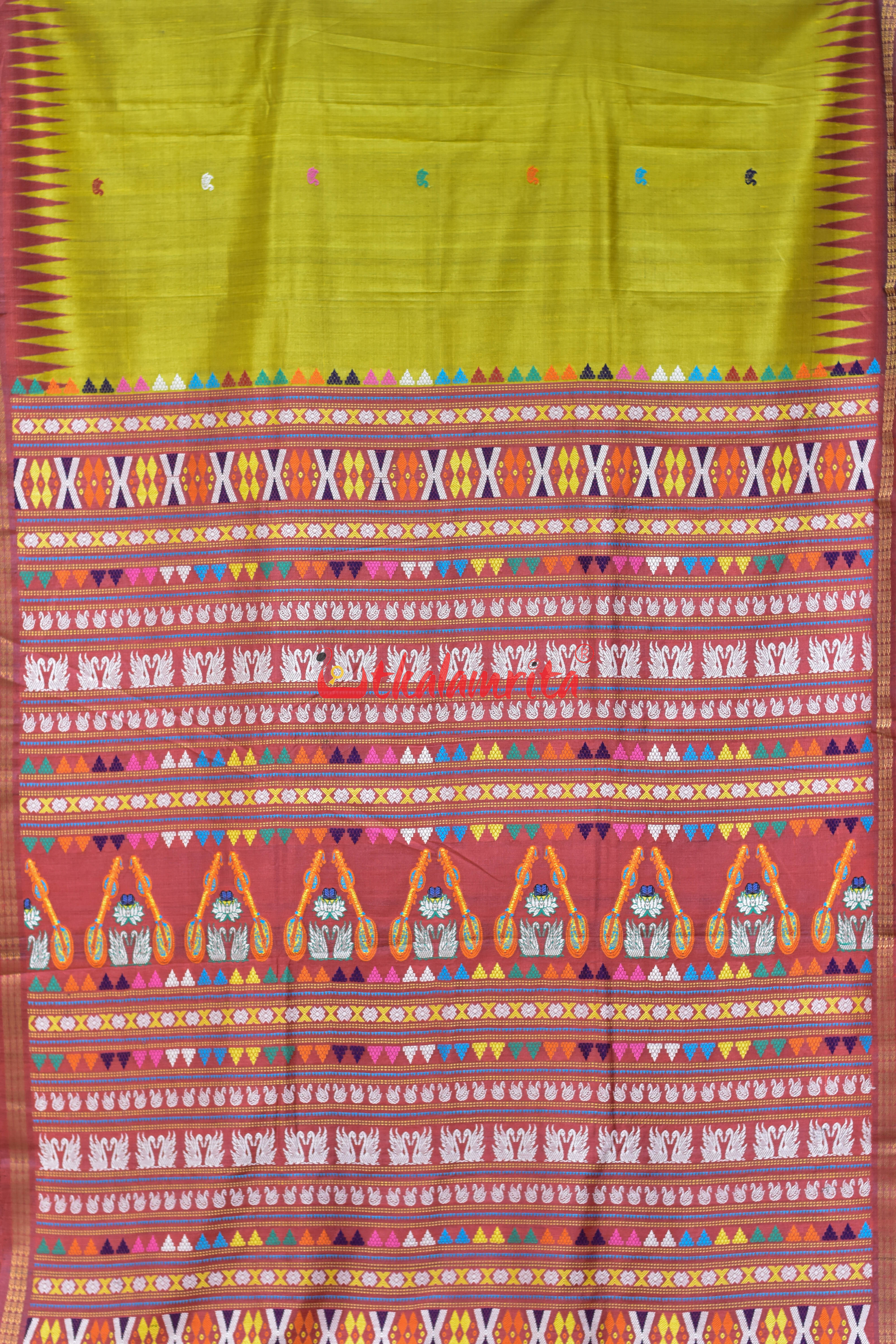 Gold Yellow Saraswati Bina Gopalpur Tussar Silk Saree
