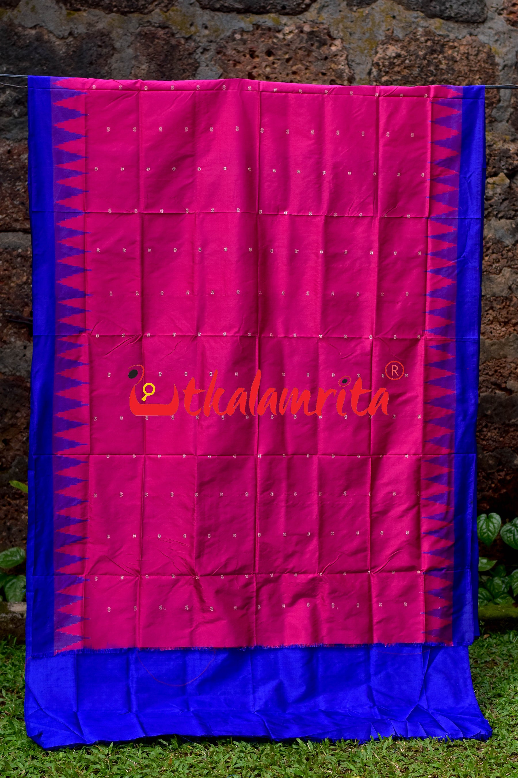 Plain Kumbha Magenta Blue Sambalpuri Silk