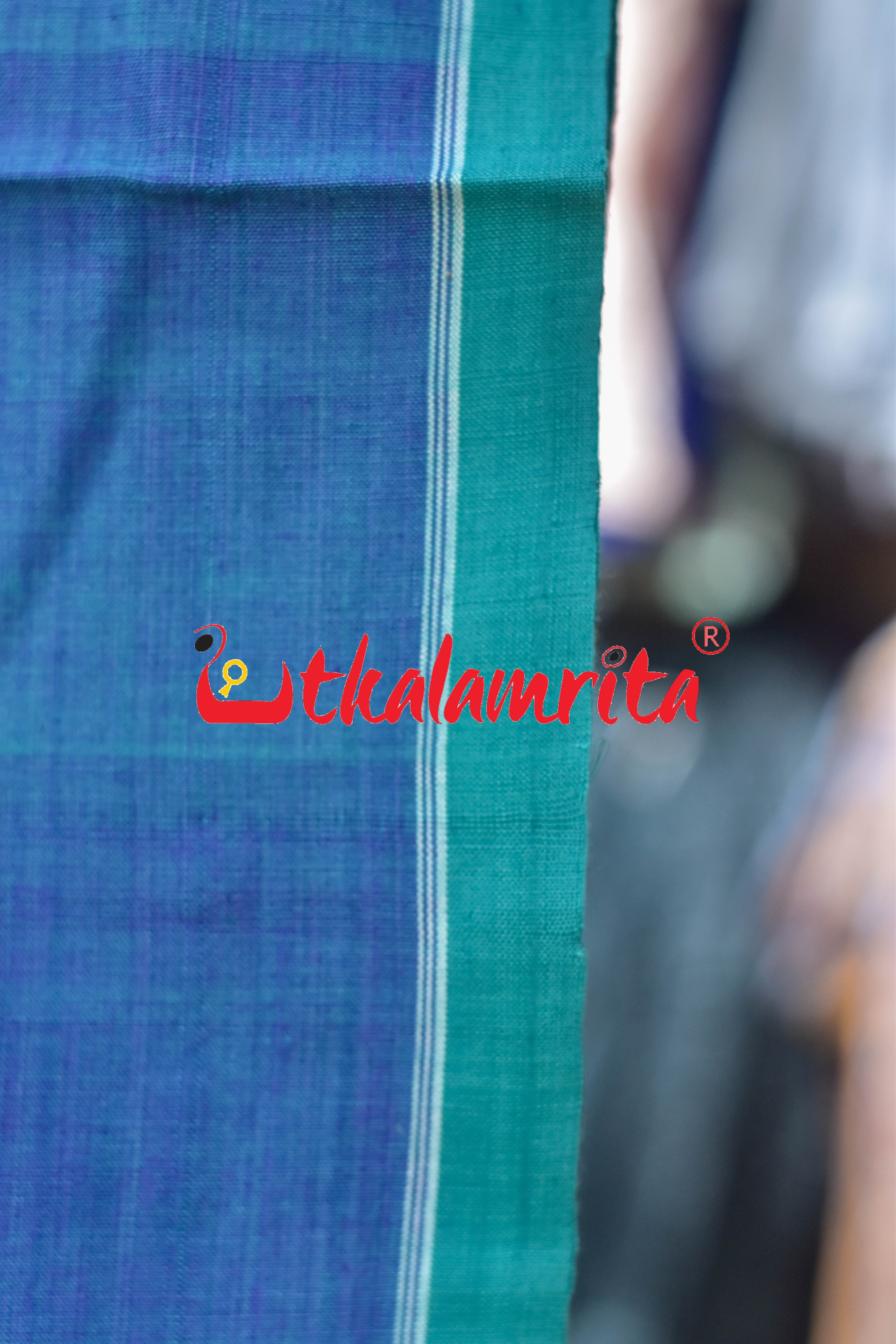 Plain Teal Blue Santhal Gamcha