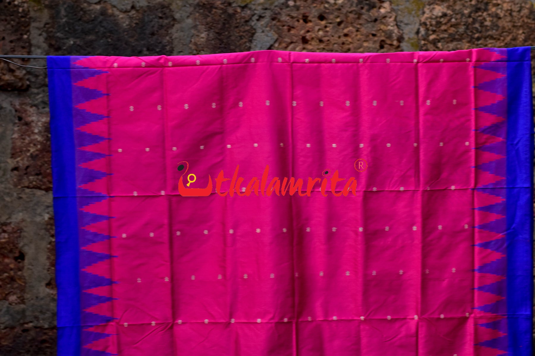 Plain Kumbha Magenta Blue Sambalpuri Silk
