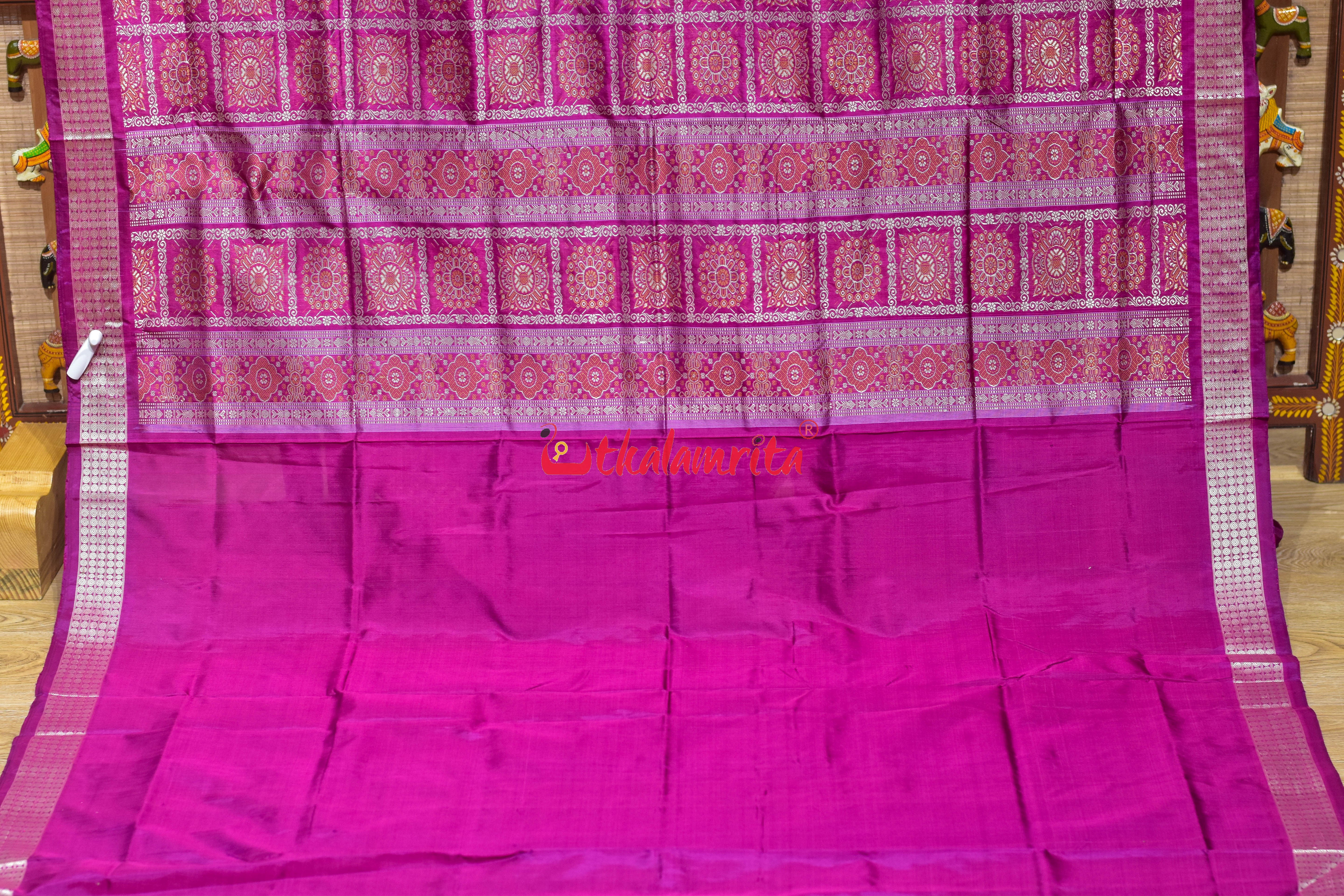Sky Blue Elephant Bomkai Silk Saree