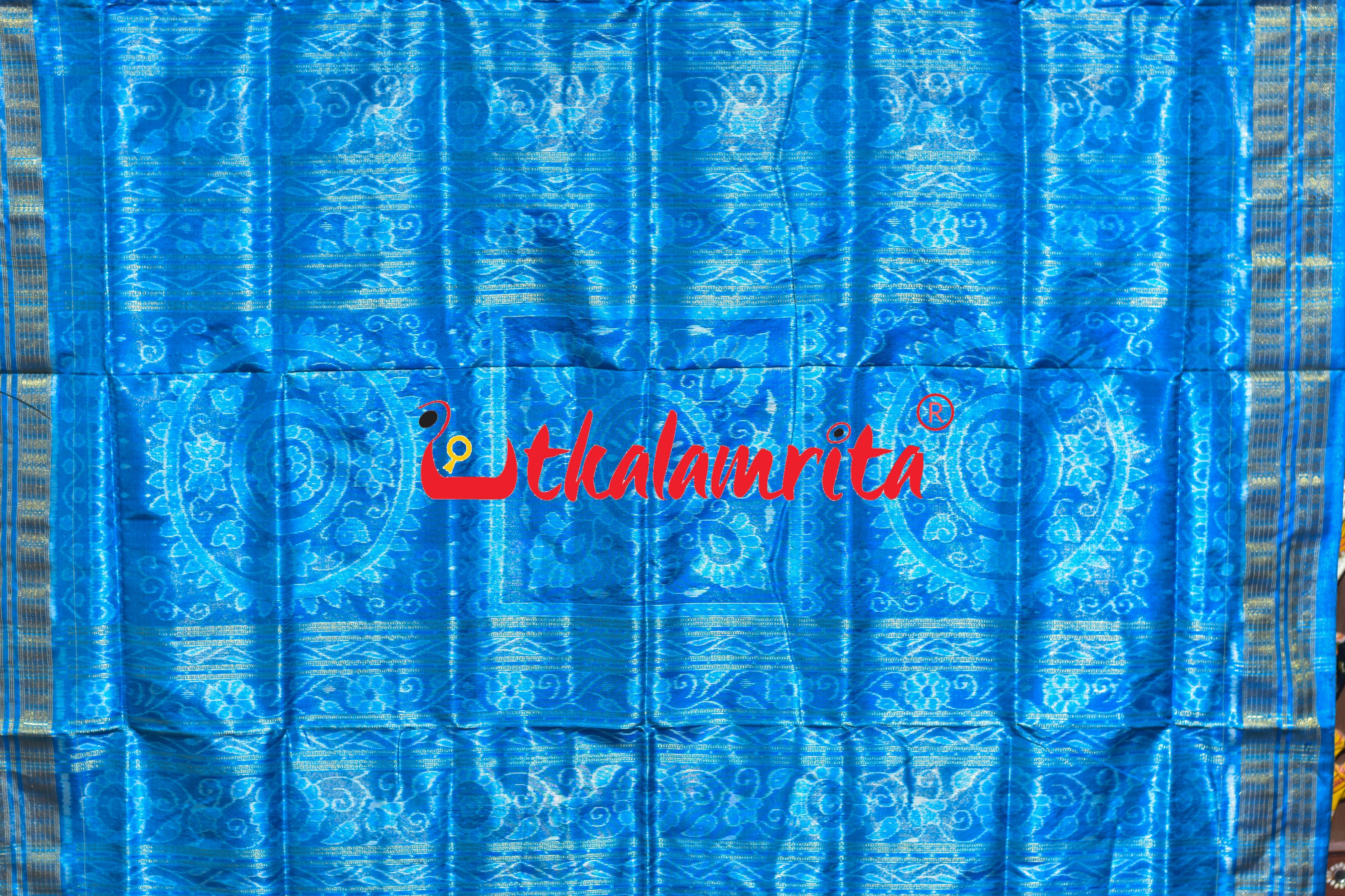 Black Blue Round Tribal Half Tissue Sambalpuri Silk Saree