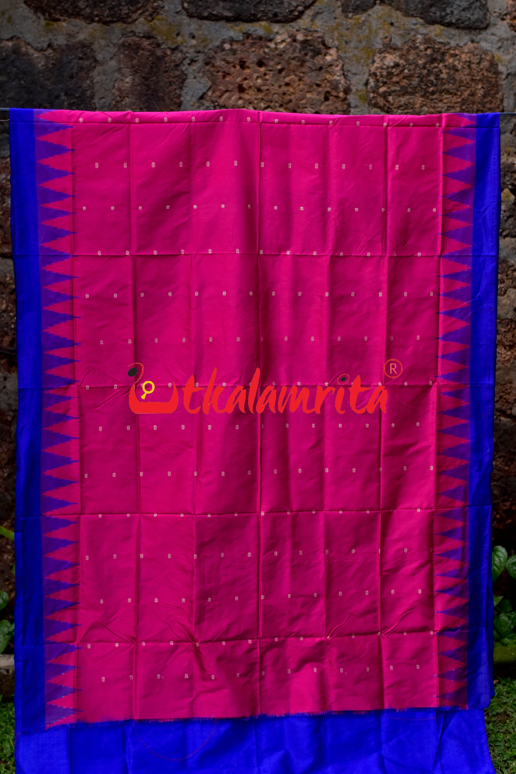 Plain Kumbha Magenta Blue Sambalpuri Silk