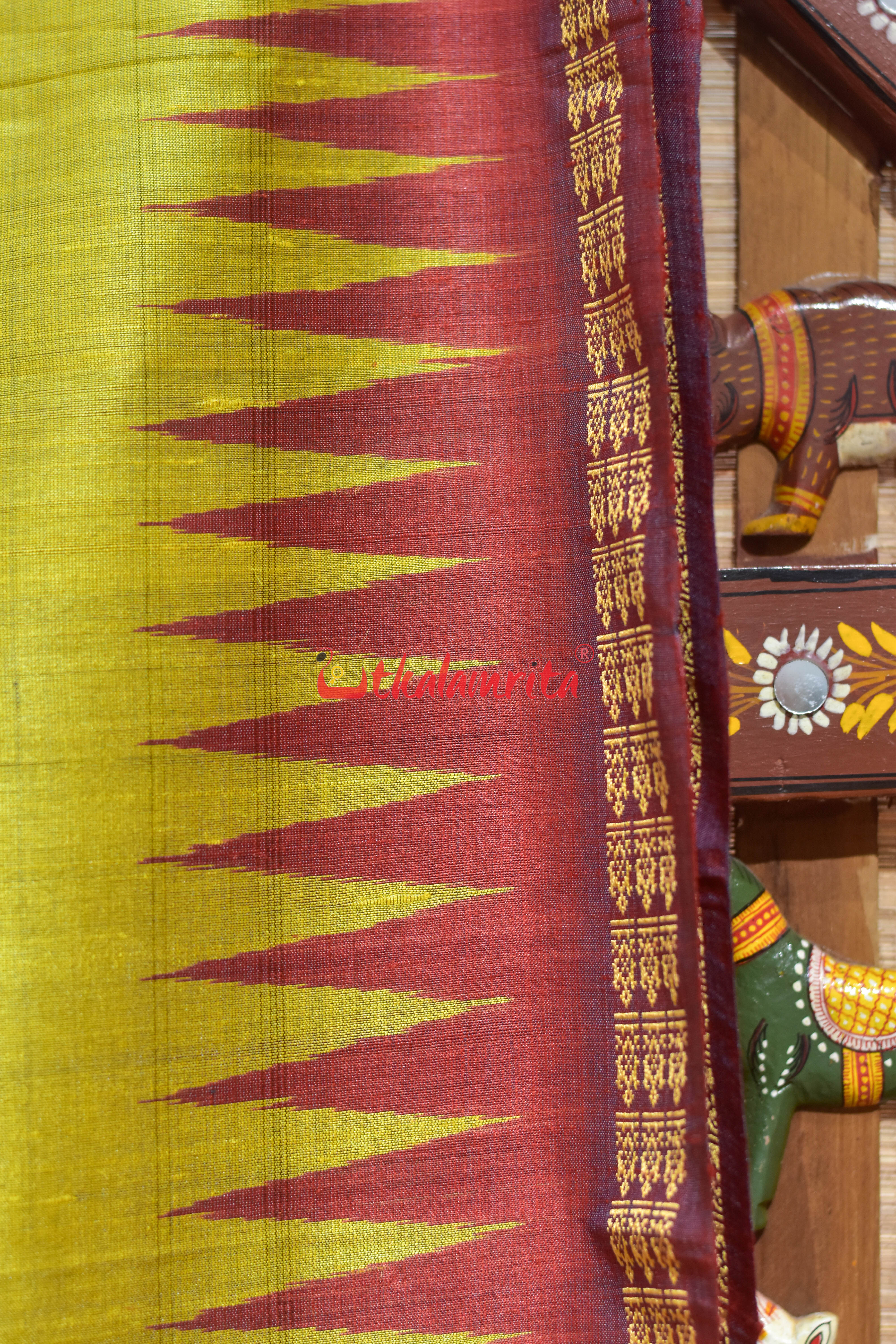 Gold Yellow Saraswati Bina Gopalpur Tussar Silk Saree