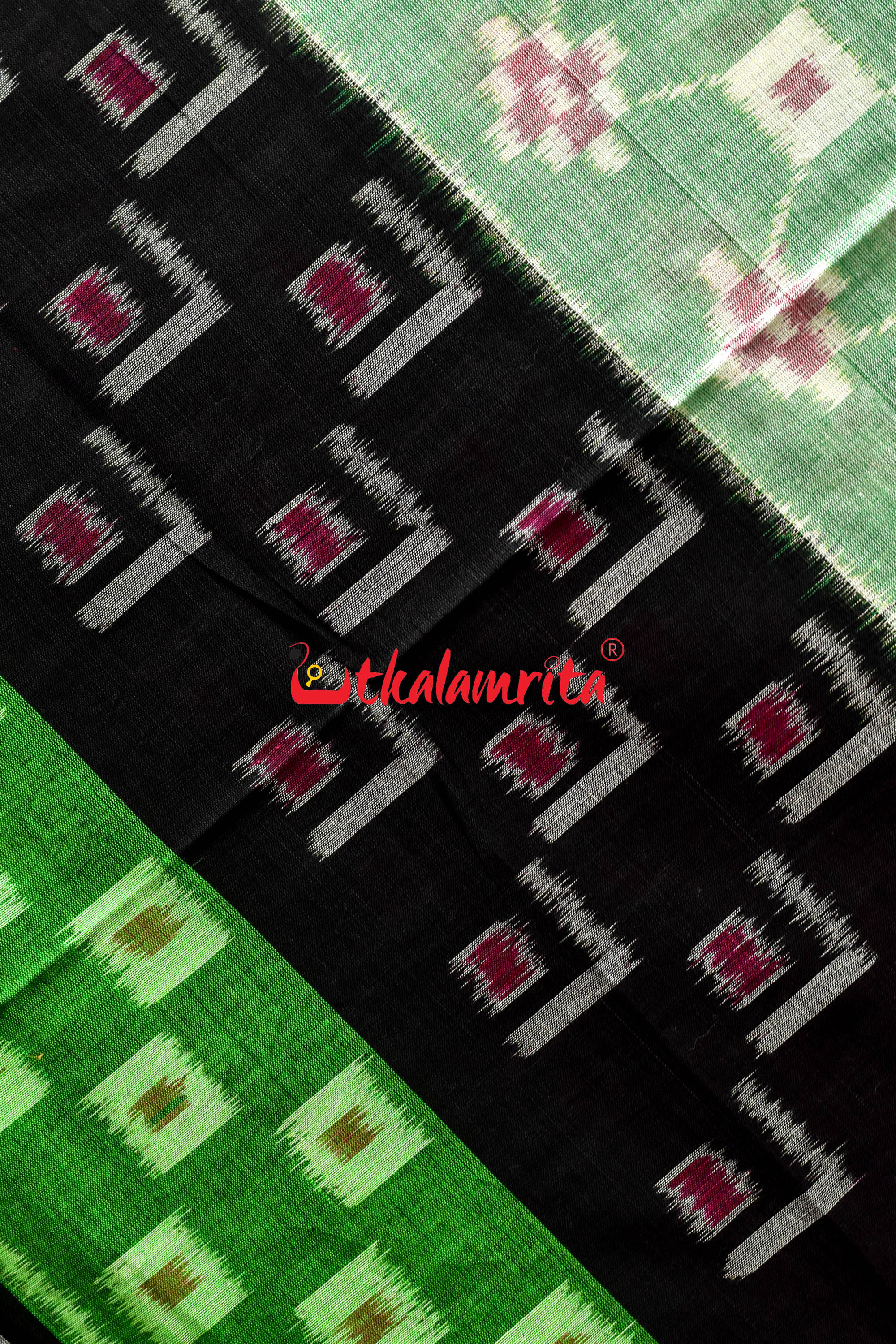 5D Green Middle Chain Khandua Cotton Saree