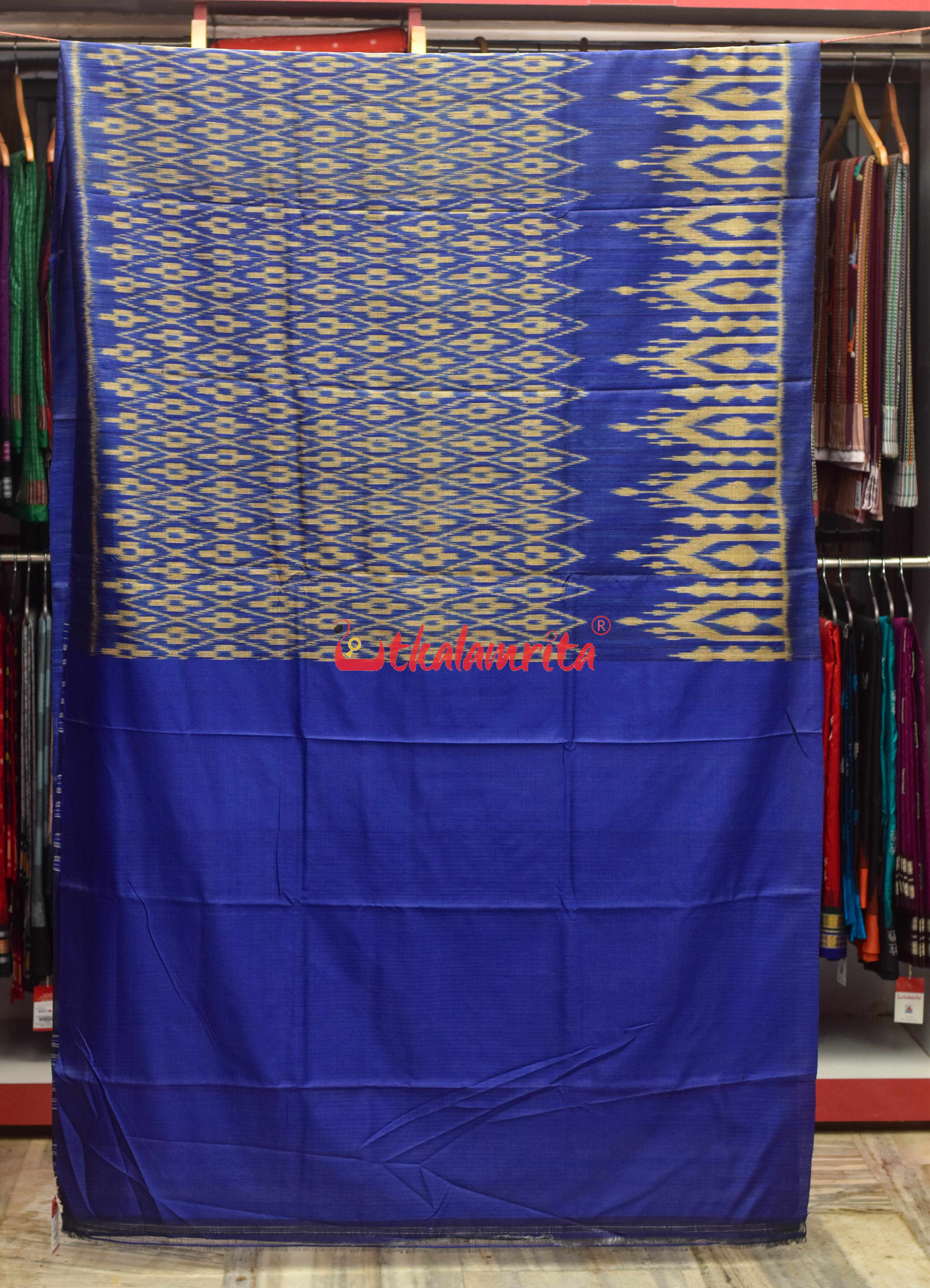 Blue Body Ikat Tussar Saree