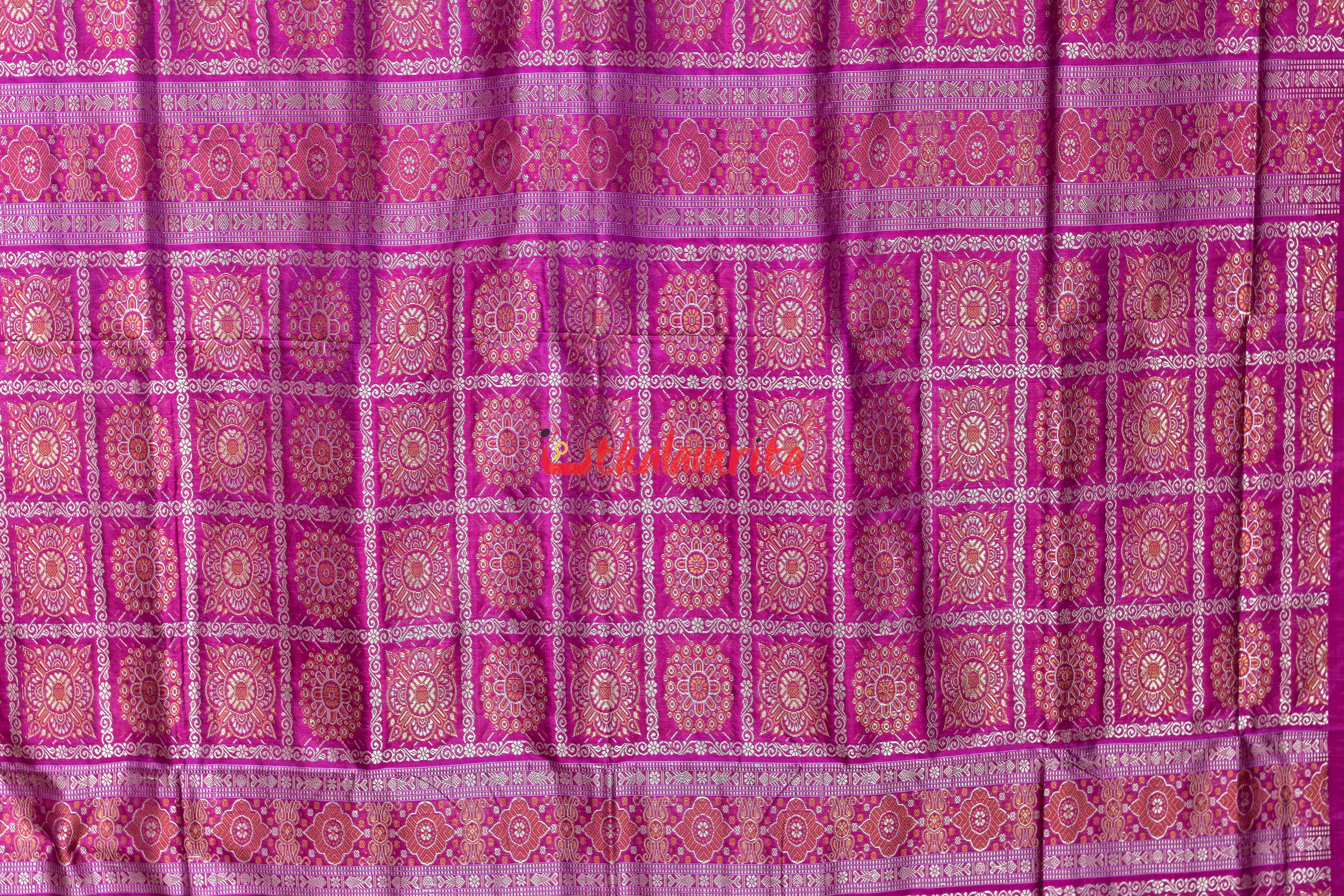 Sky Blue Elephant Bomkai Silk Saree