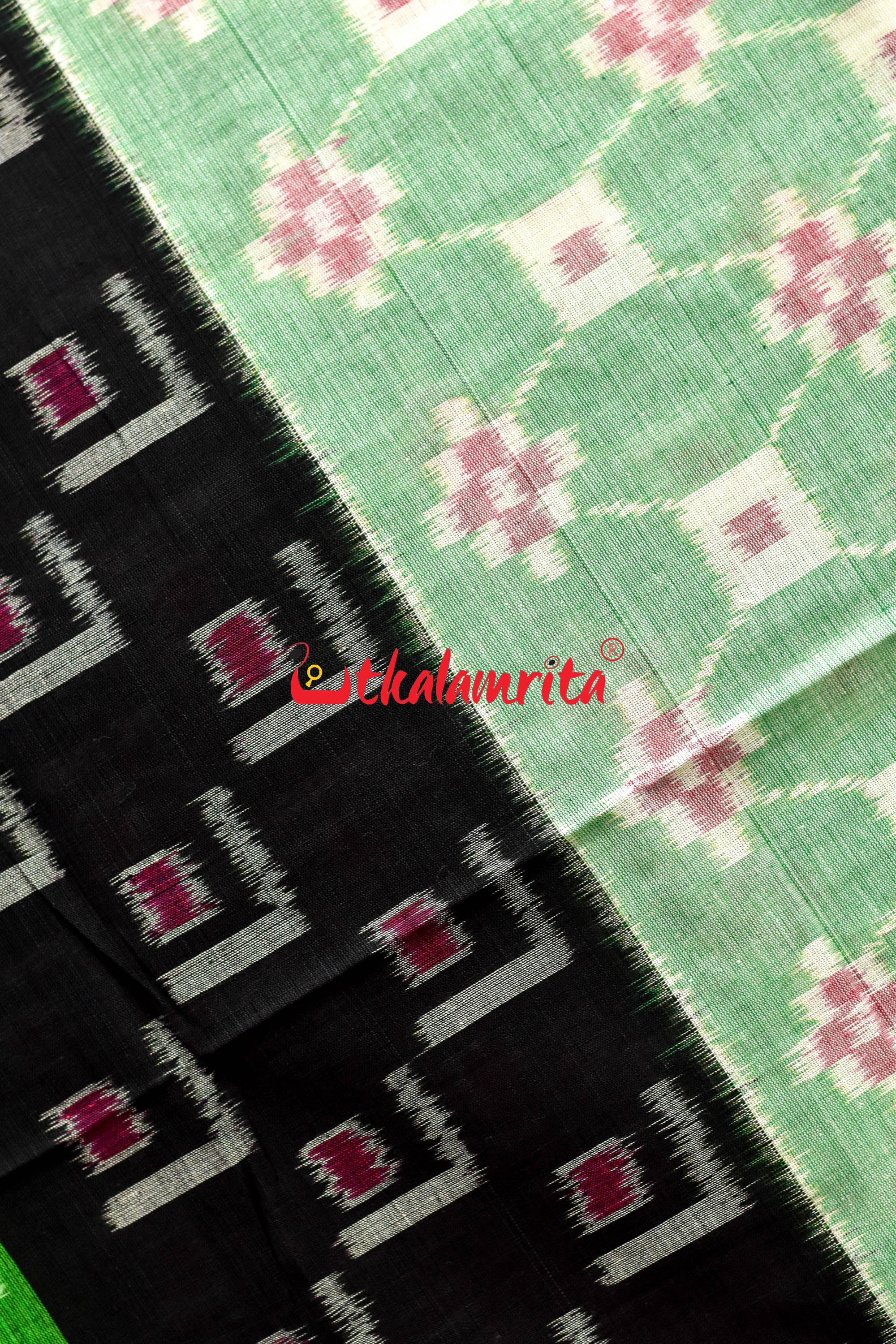 5D Green Middle Chain Khandua Cotton Saree