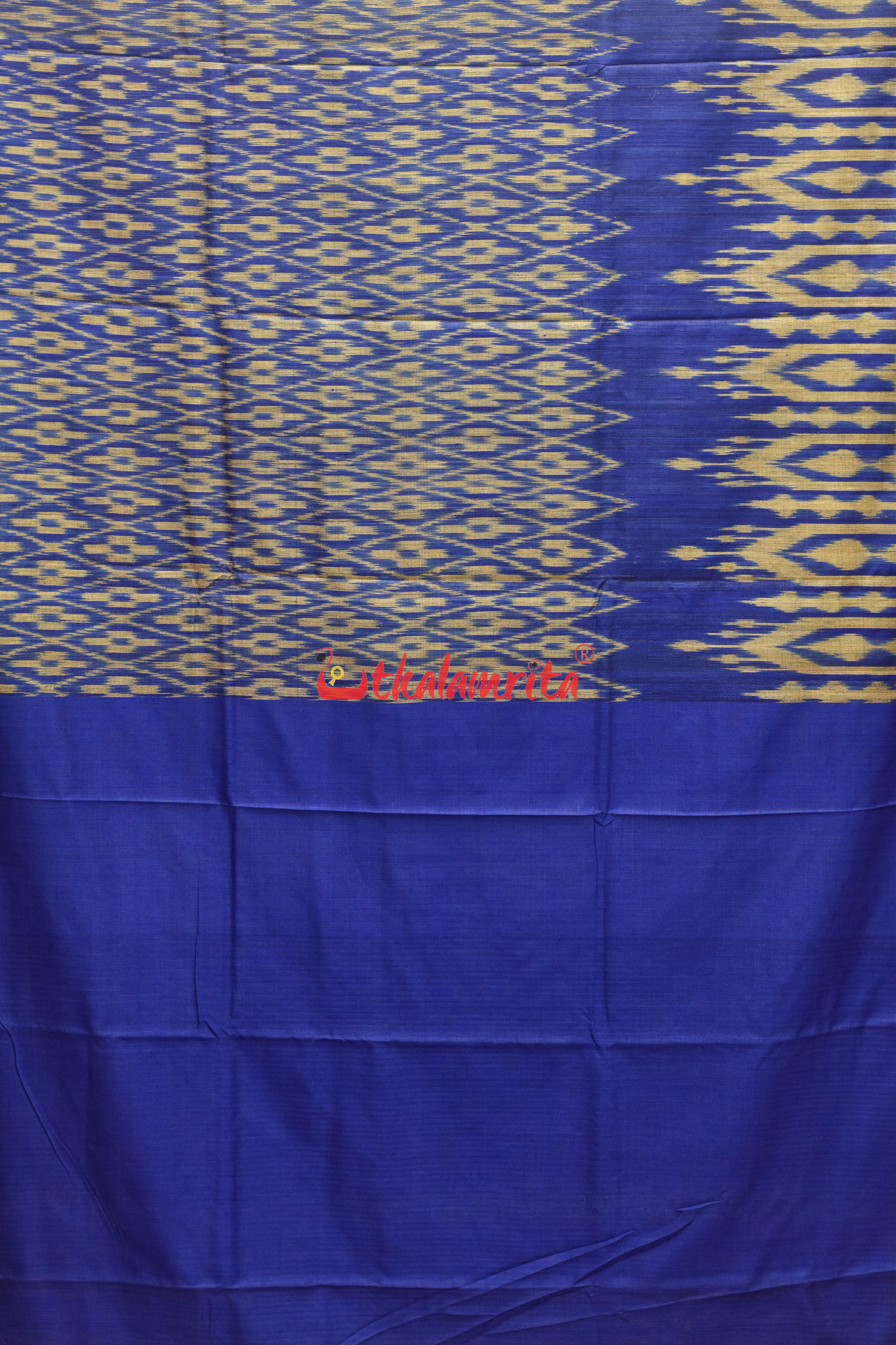 Blue Body Ikat Tussar Saree