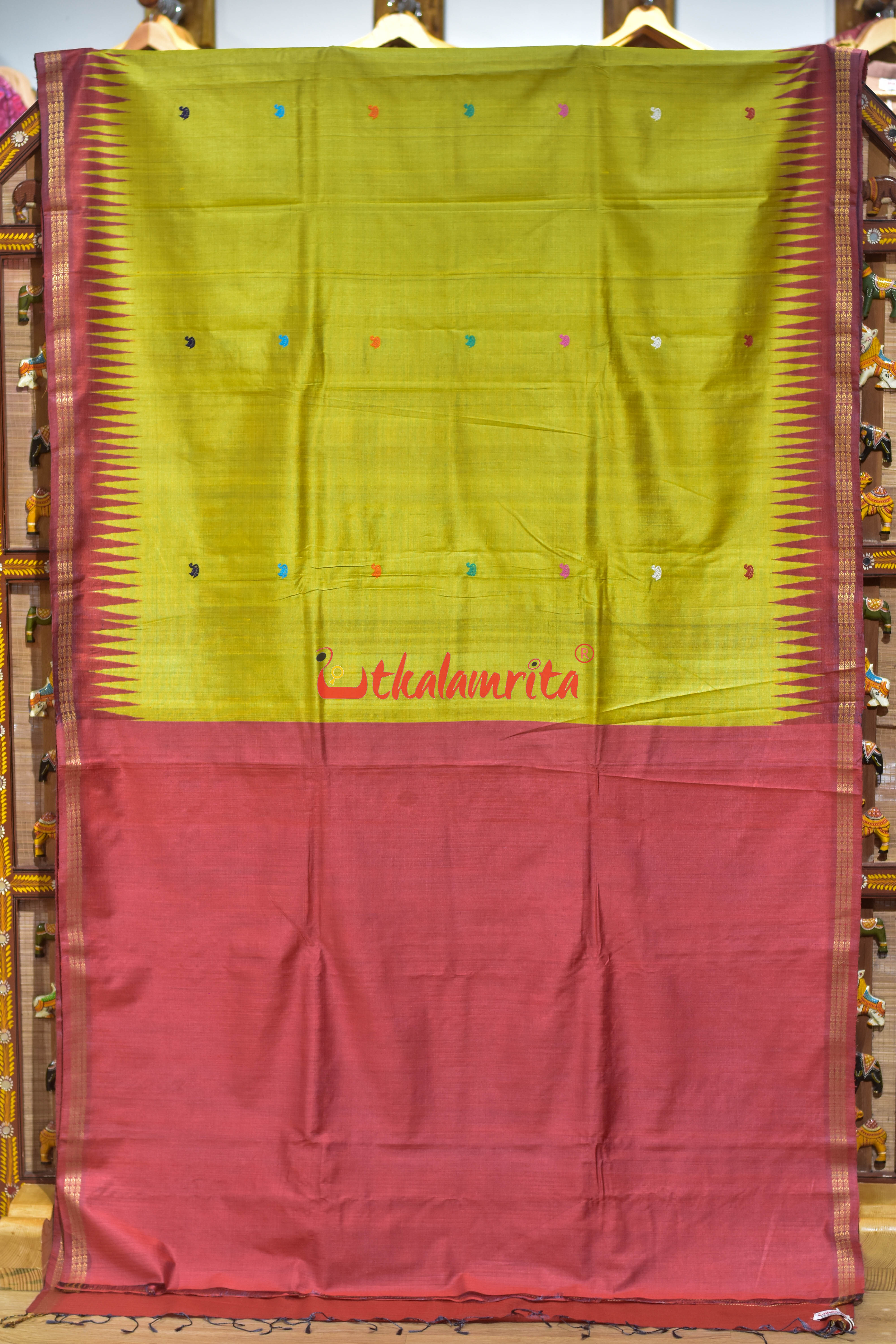 Gold Yellow Saraswati Bina Gopalpur Tussar Silk Saree