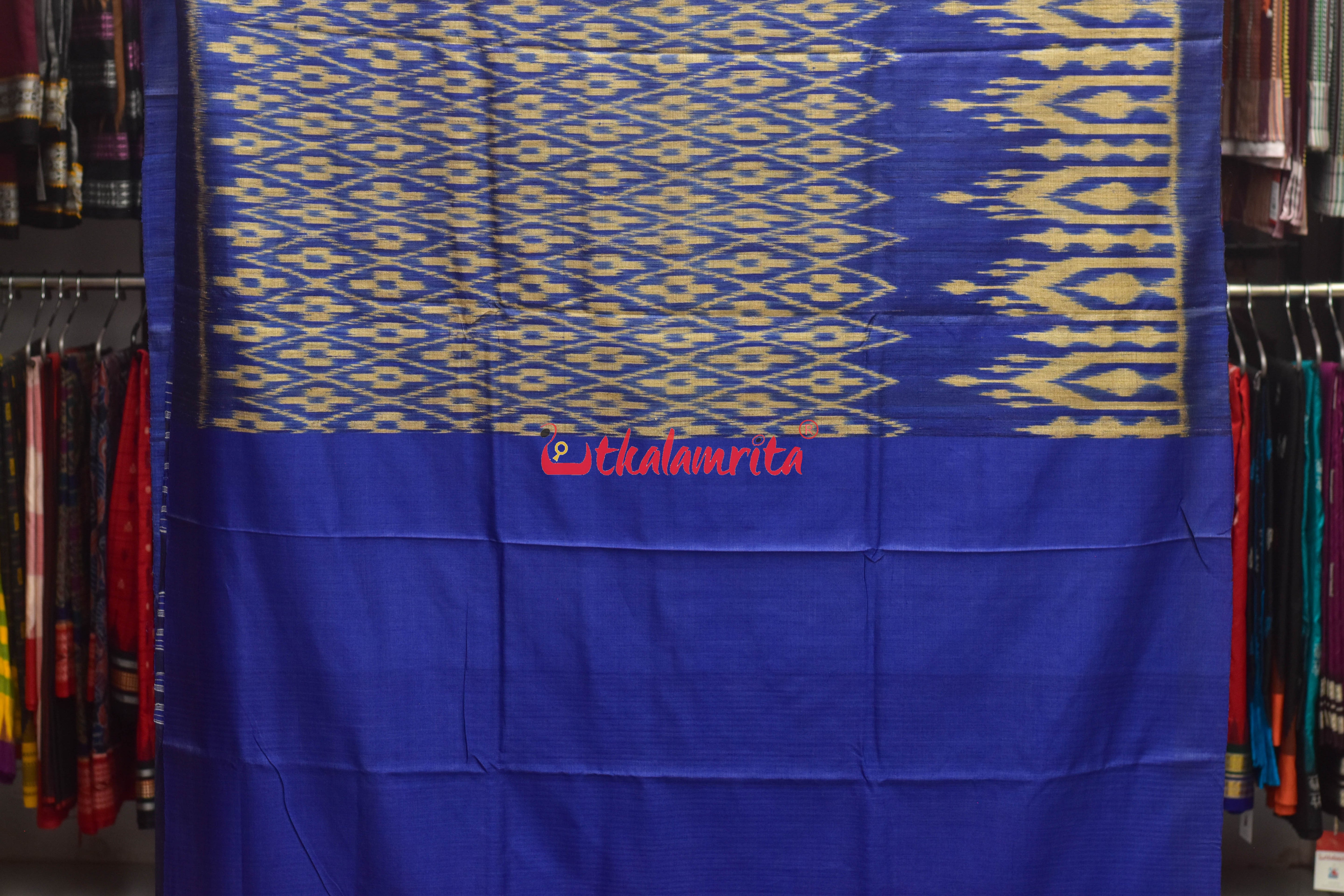 Blue Body Ikat Tussar Saree