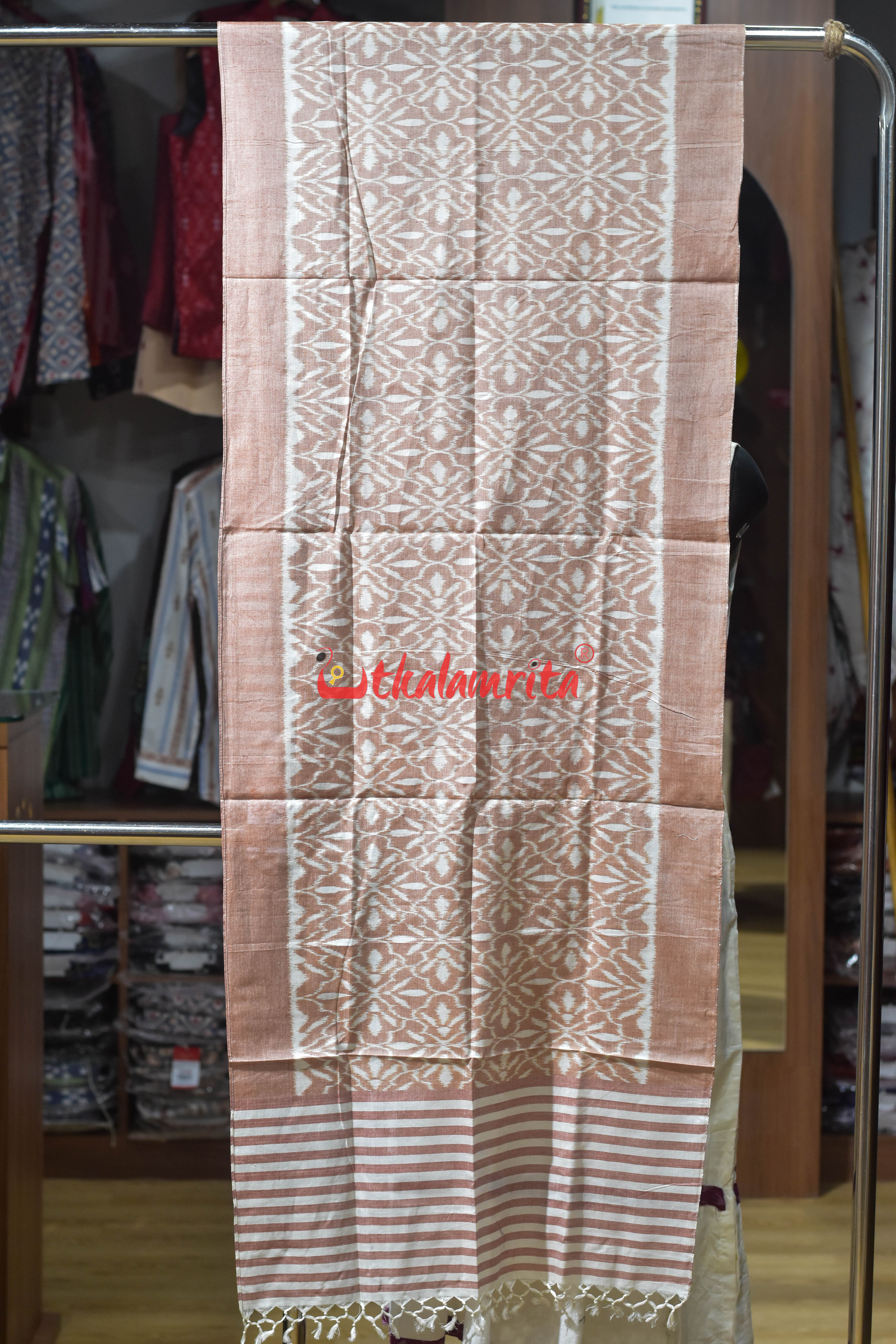 Peach Phulaphuliya Khandua Cotton Stole