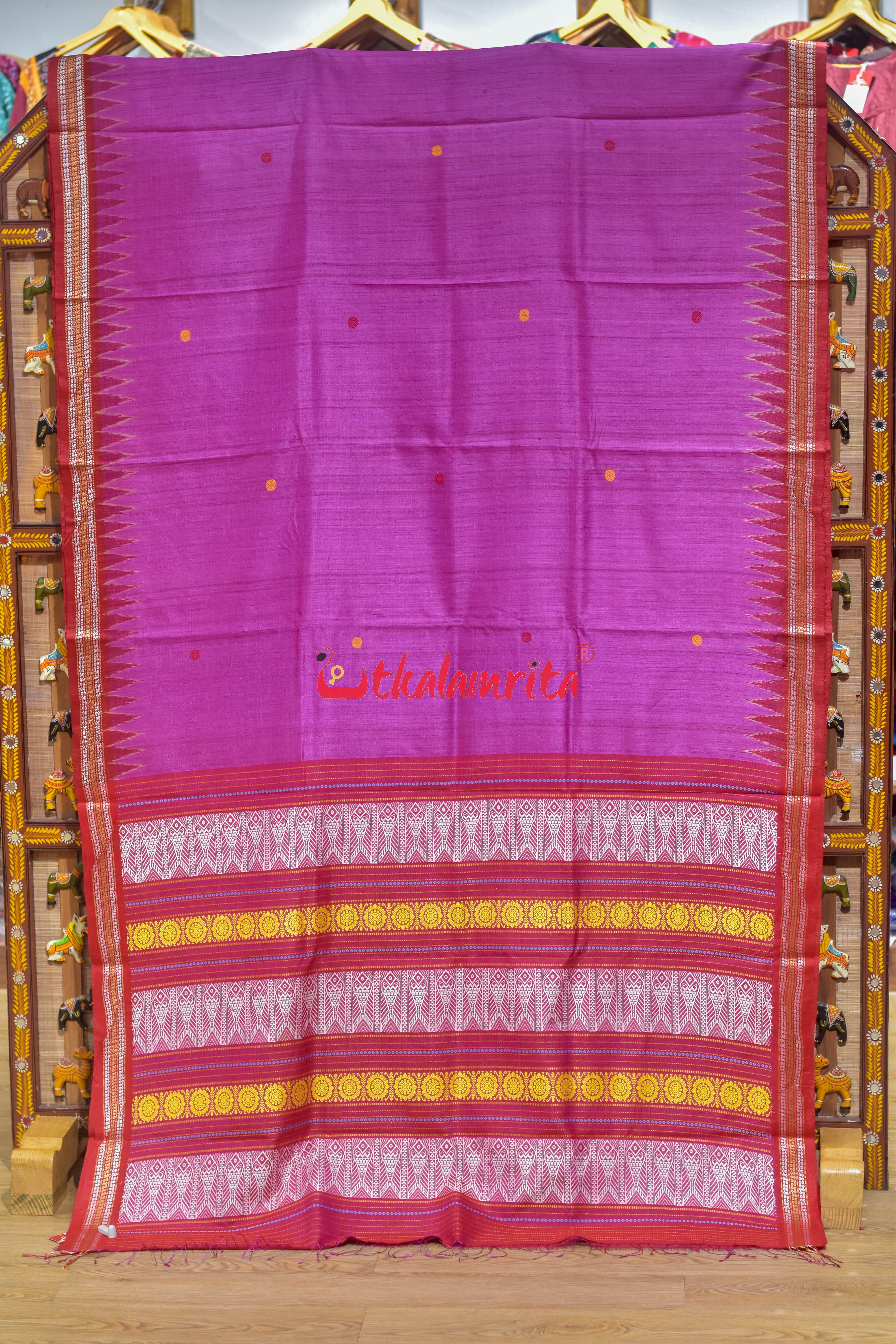 Rani Red Jala Gopalpur Tussar Silk Saree