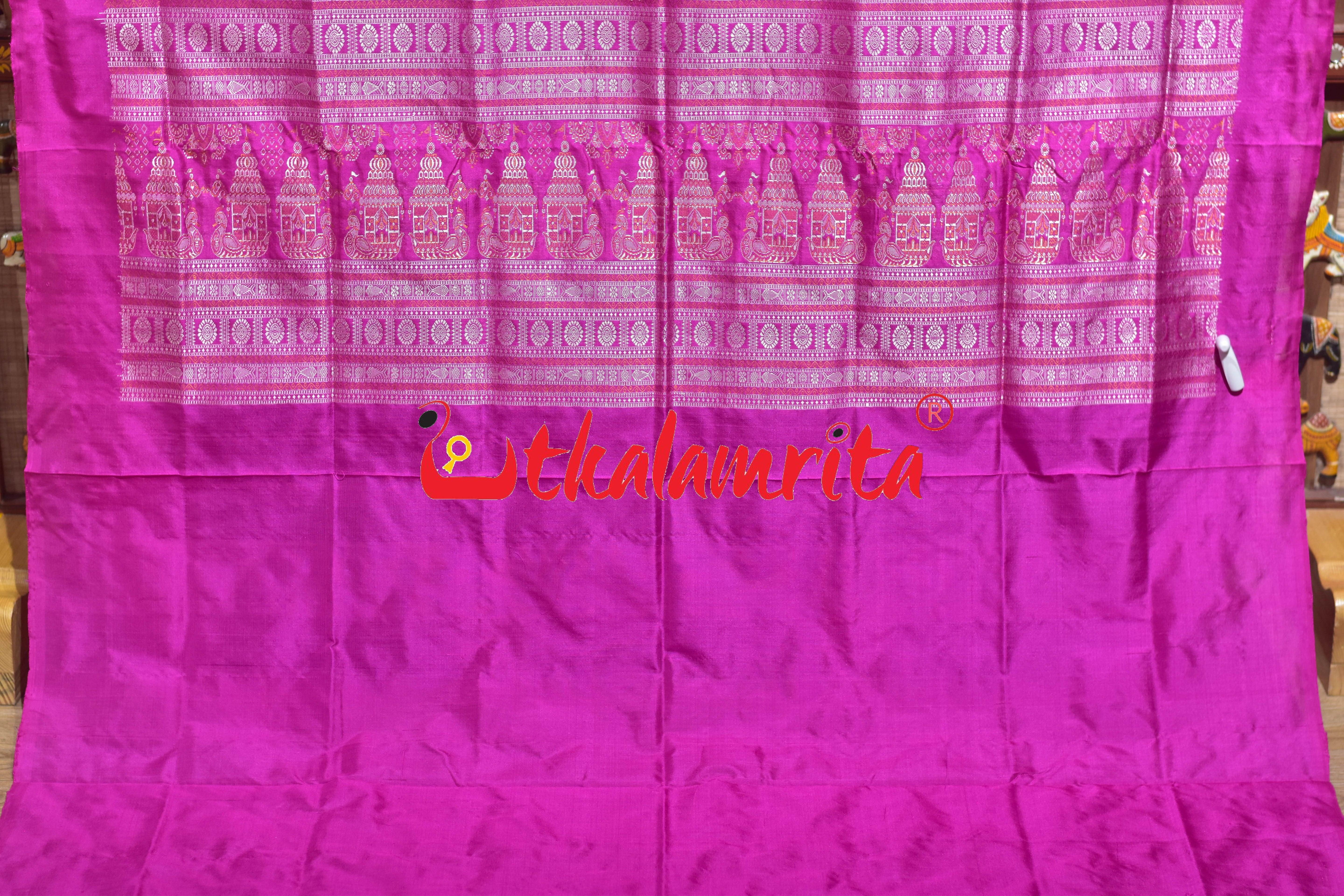 Black Magenta Boita Bomkai Silk Saree