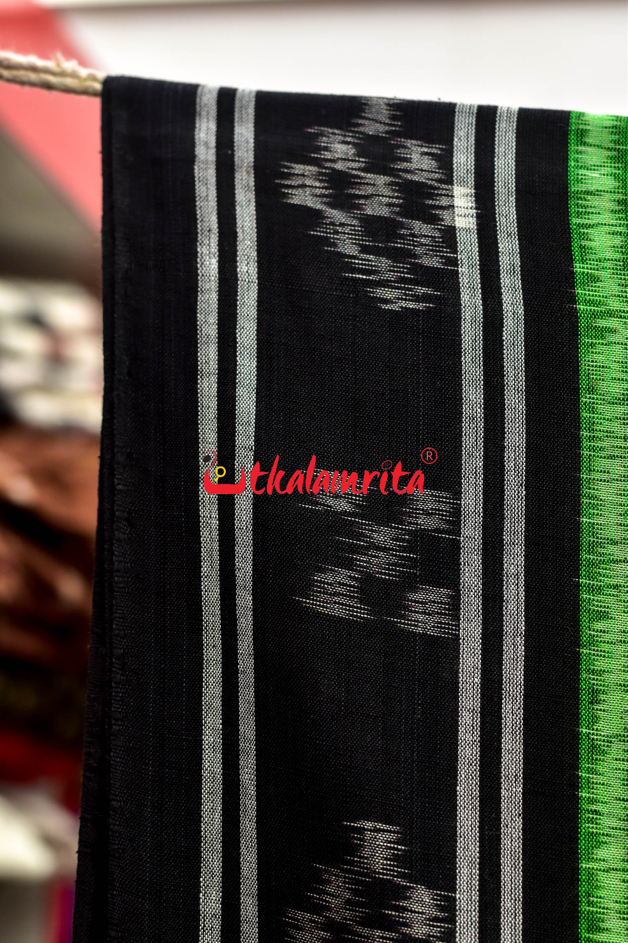 5D Green Middle Chain Khandua Cotton Saree