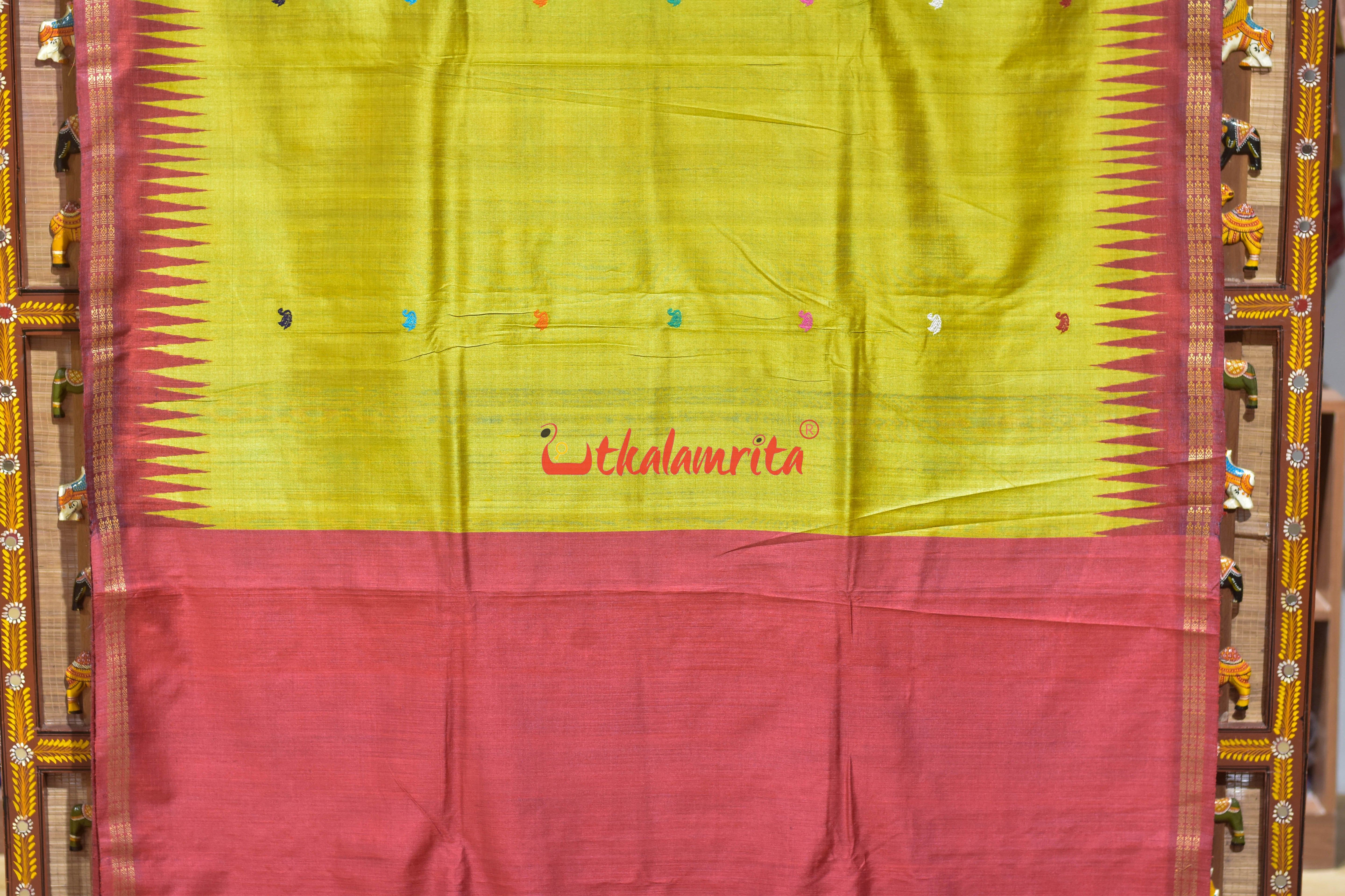 Gold Yellow Saraswati Bina Gopalpur Tussar Silk Saree