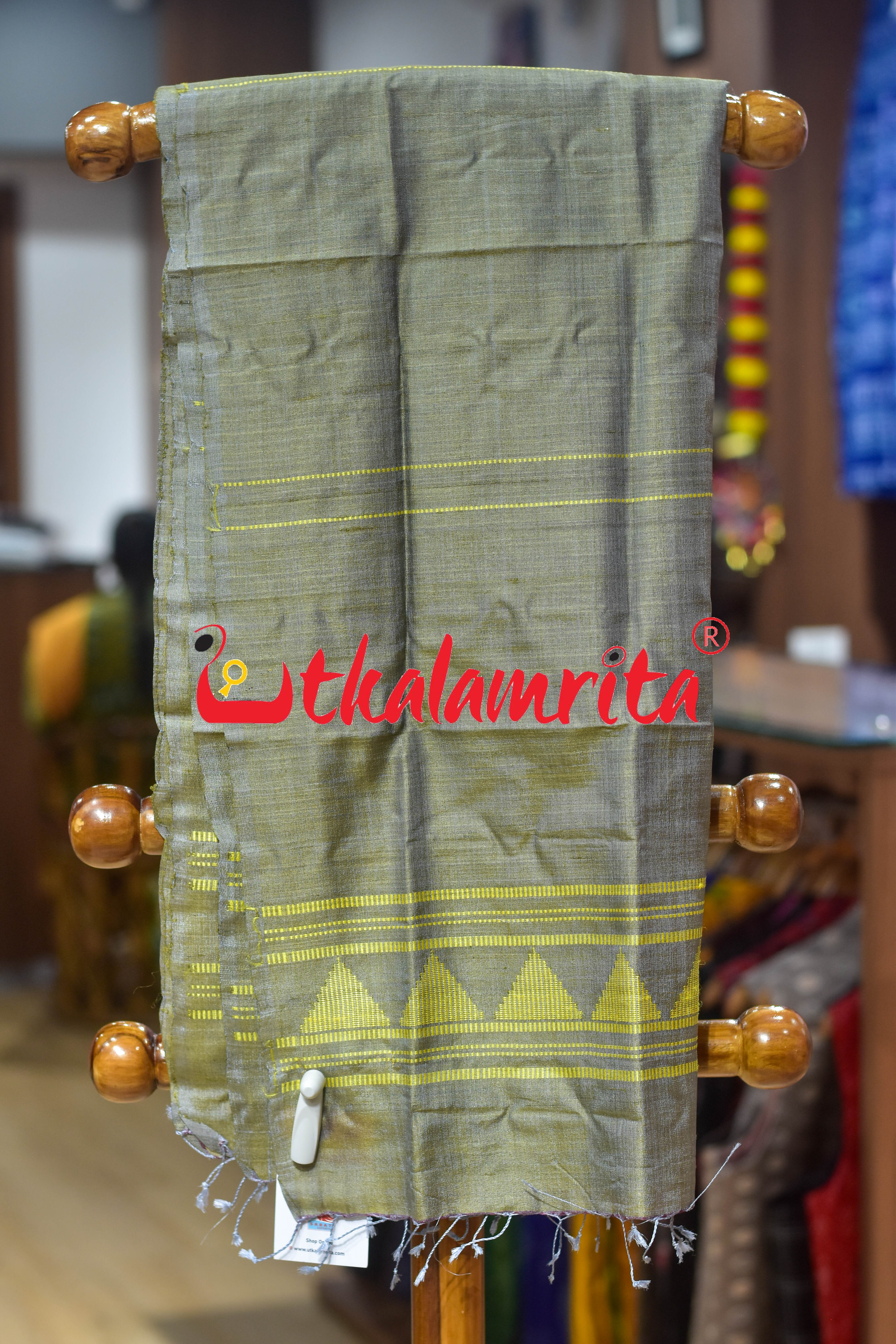 Mehendi Green Yellow Dongria Tussar Silk (Stole)