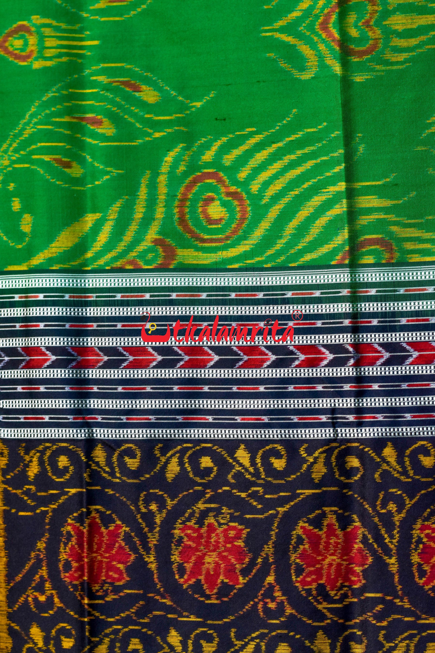 Mayura Green Sambalpuri Silk Saree
