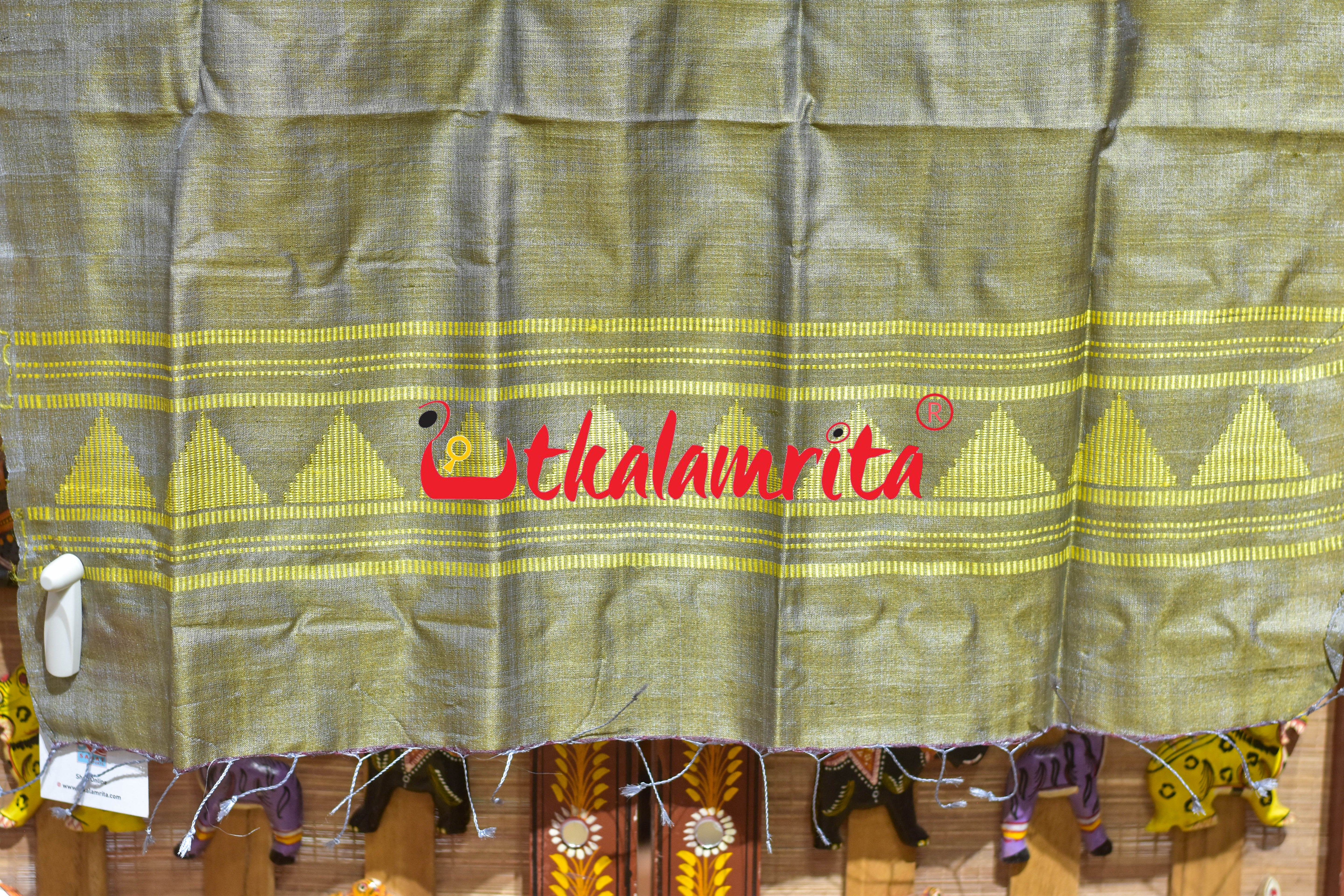 Mehendi Green Yellow Dongria Tussar Silk (Stole)