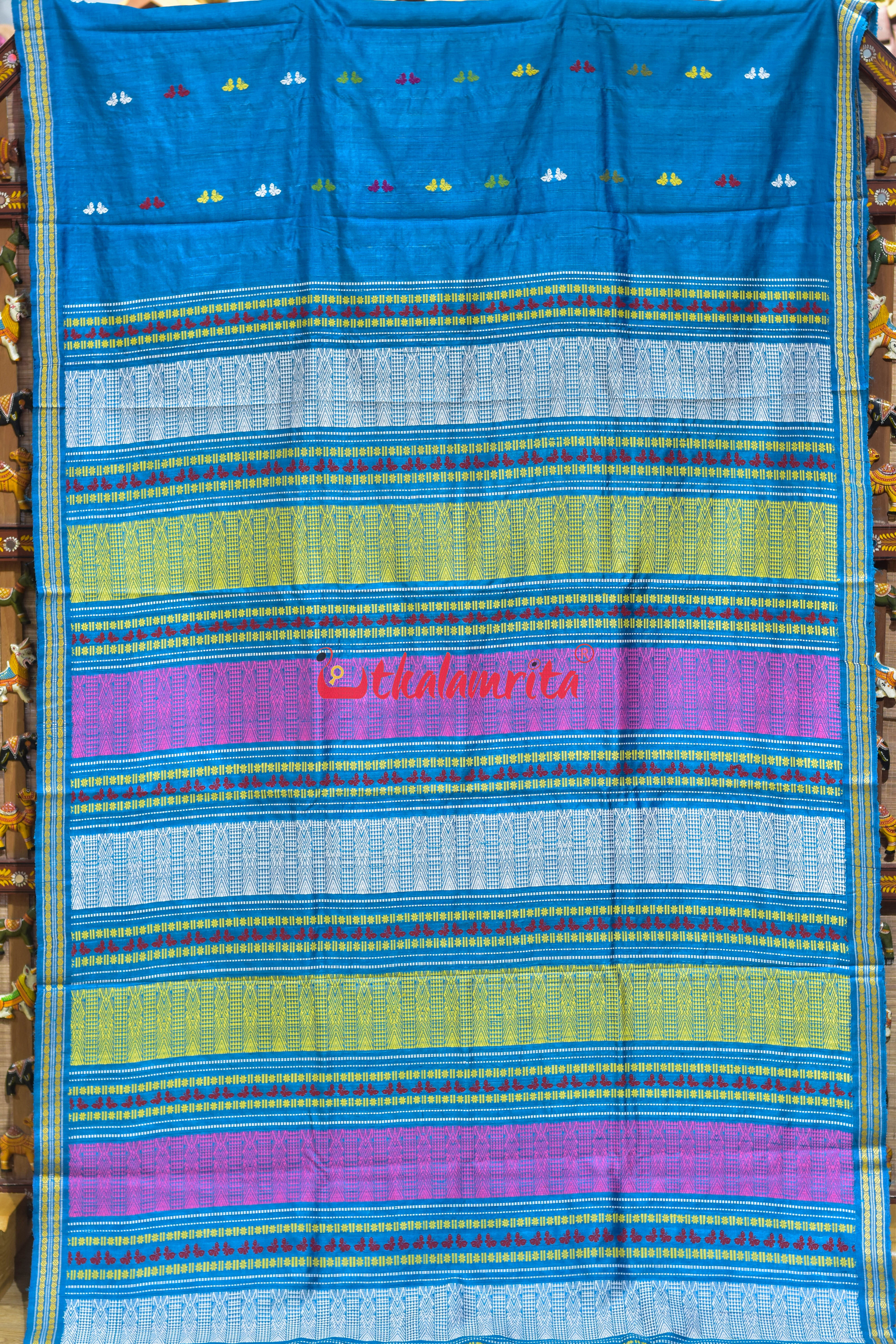 Sky Blue Butterfly Body Gopalpur Tussar Silk Saree
