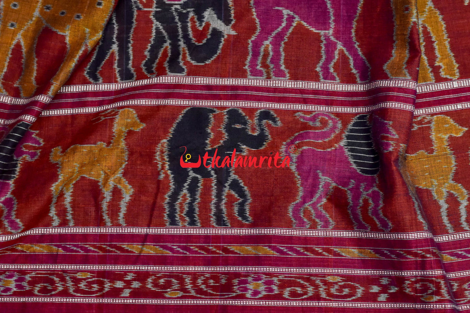Blueish Red Border Nabakothi Cotton Saree