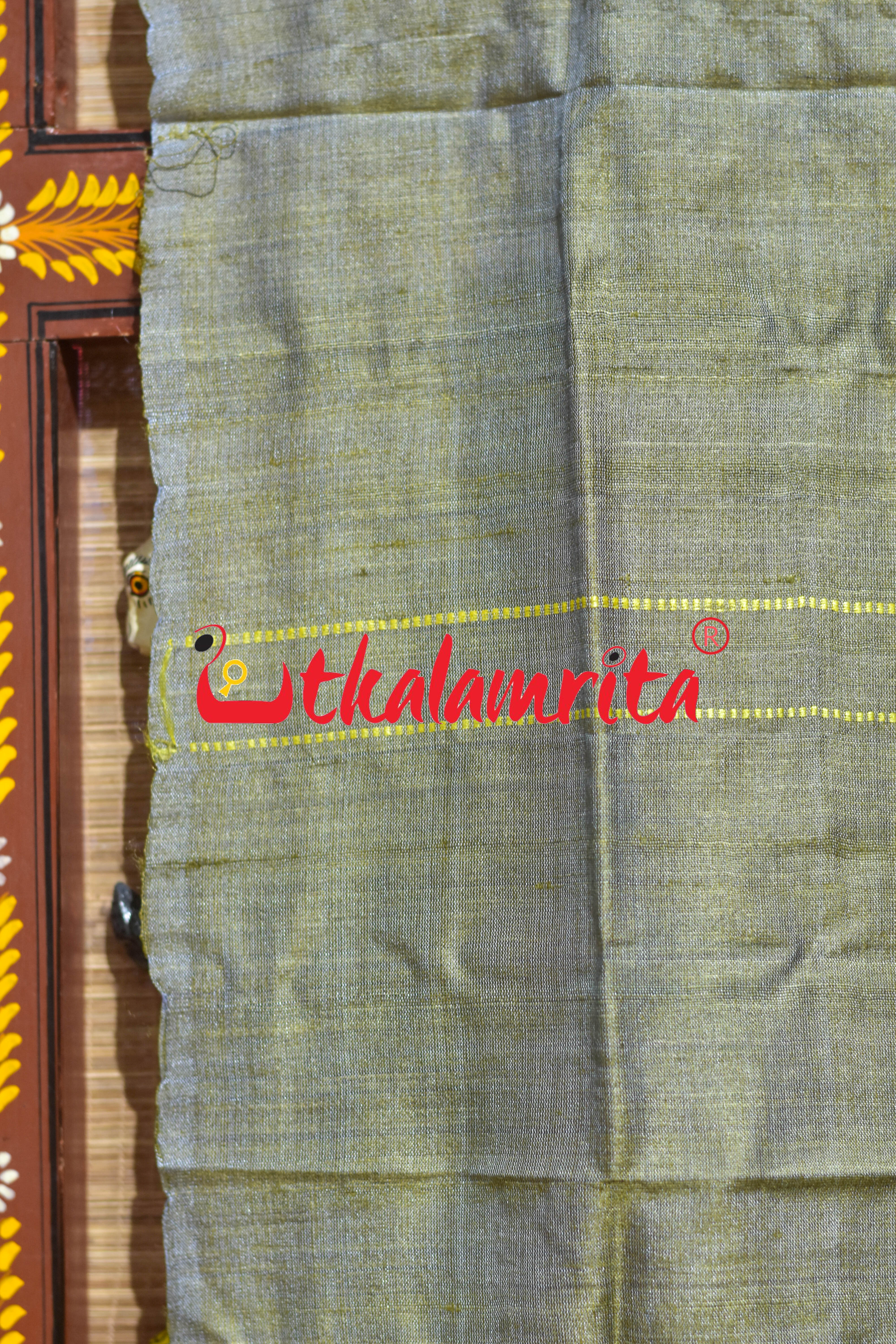 Mehendi Green Yellow Dongria Tussar Silk (Stole)