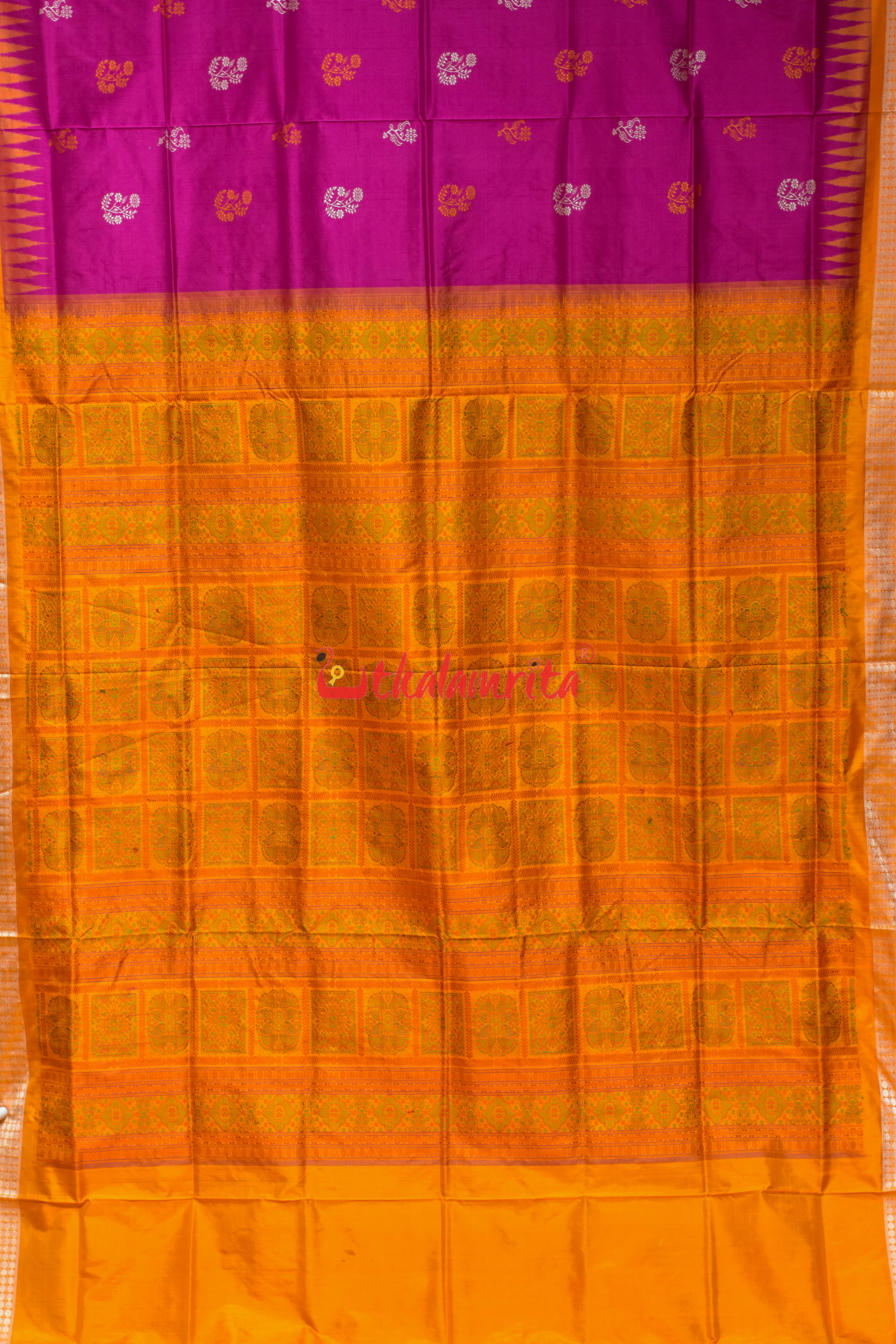 Rani Pink Phula Dala Bomkai Silk Saree