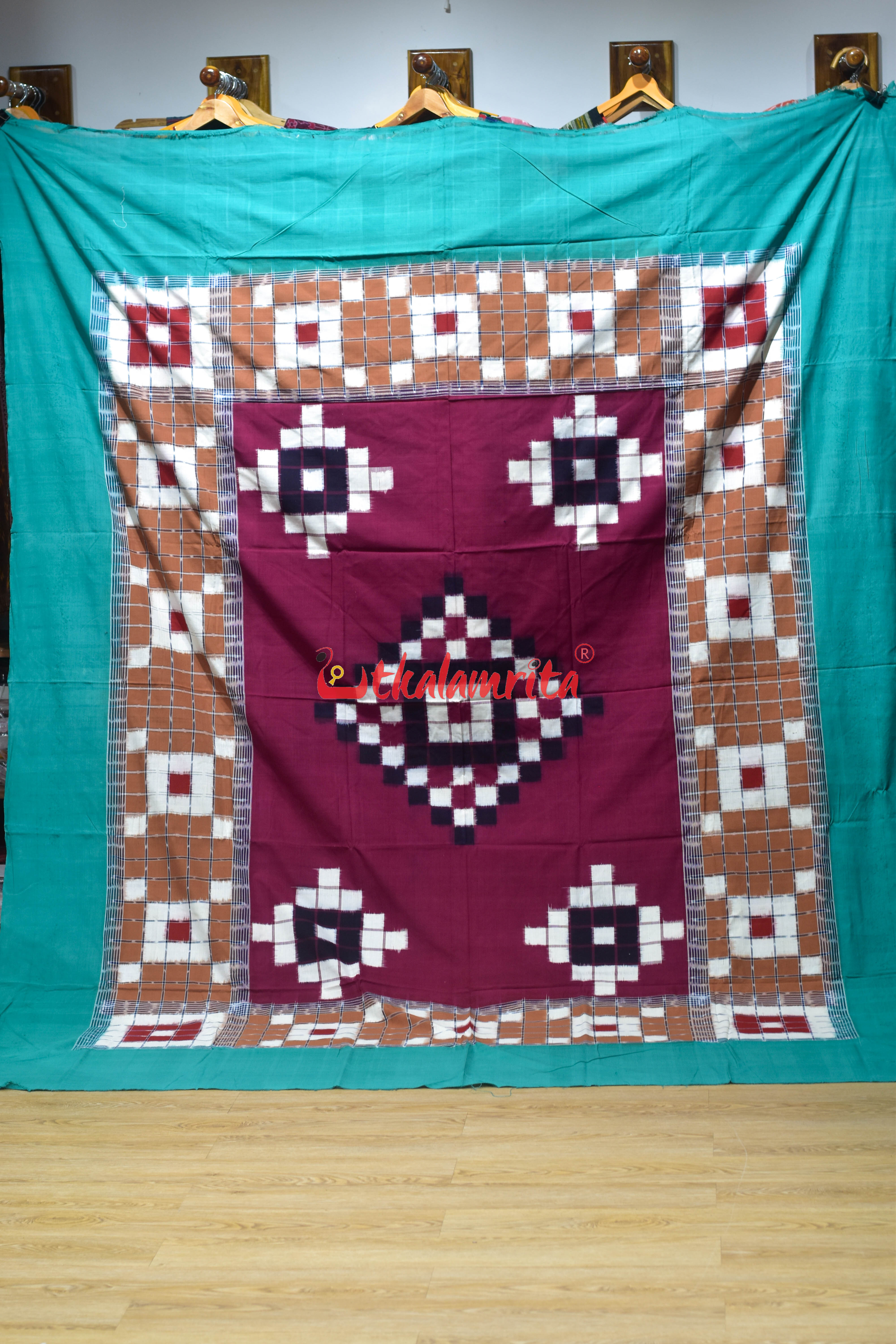 Green Maroon Checks Pasapali (Double Bedsheet)