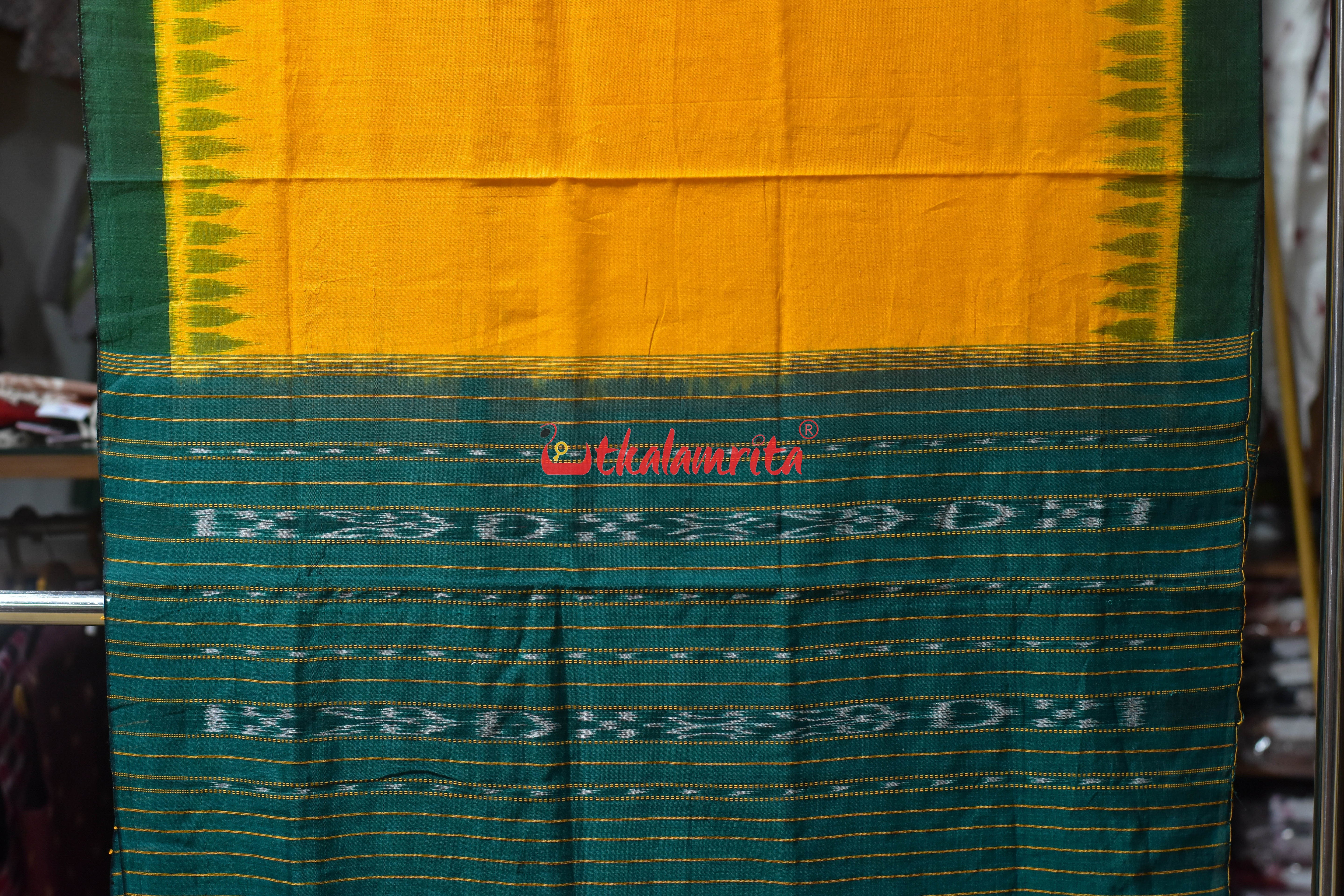 Mustard Yellow Green Khandua Cotton (Dupatta)
