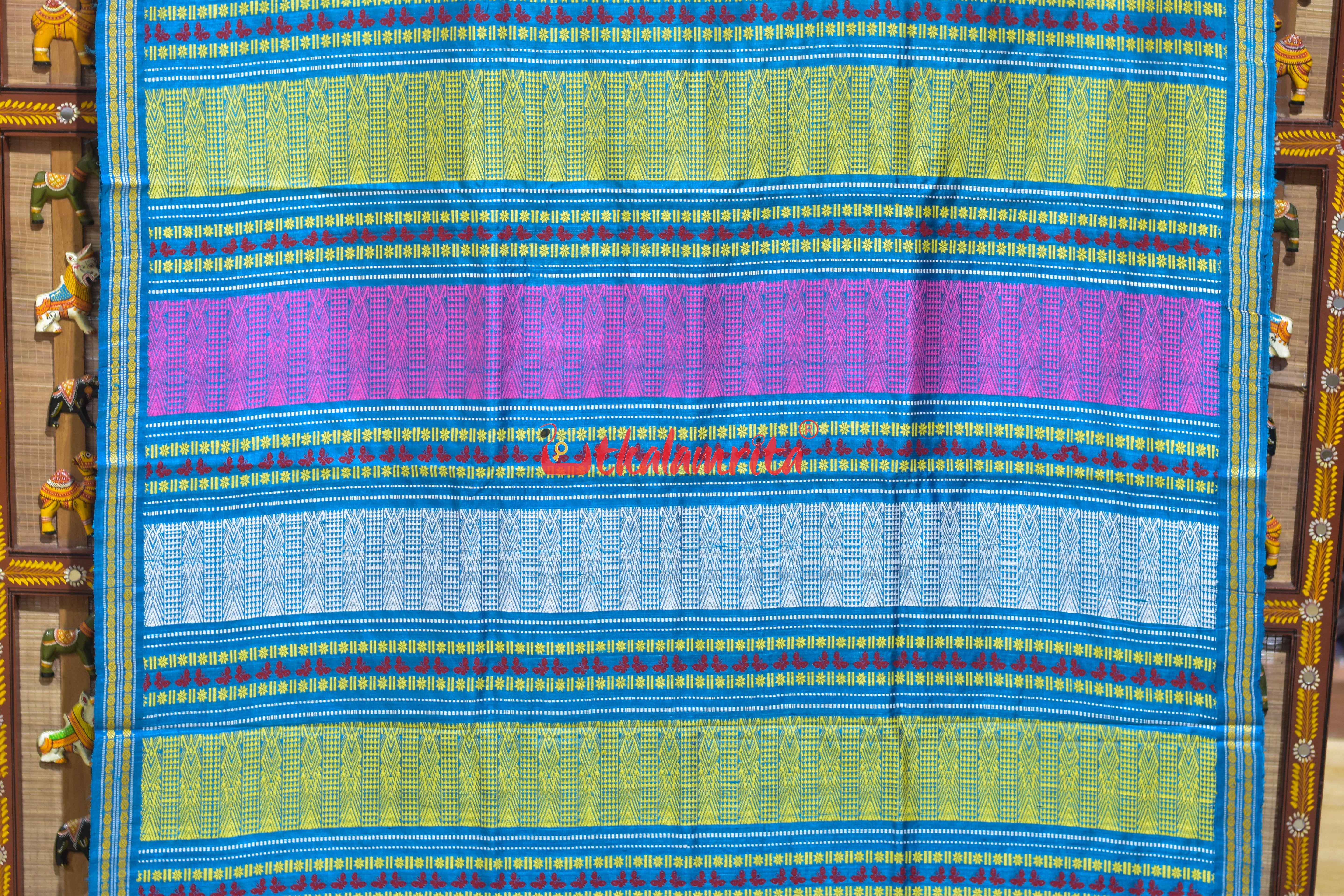 Sky Blue Butterfly Body Gopalpur Tussar Silk Saree