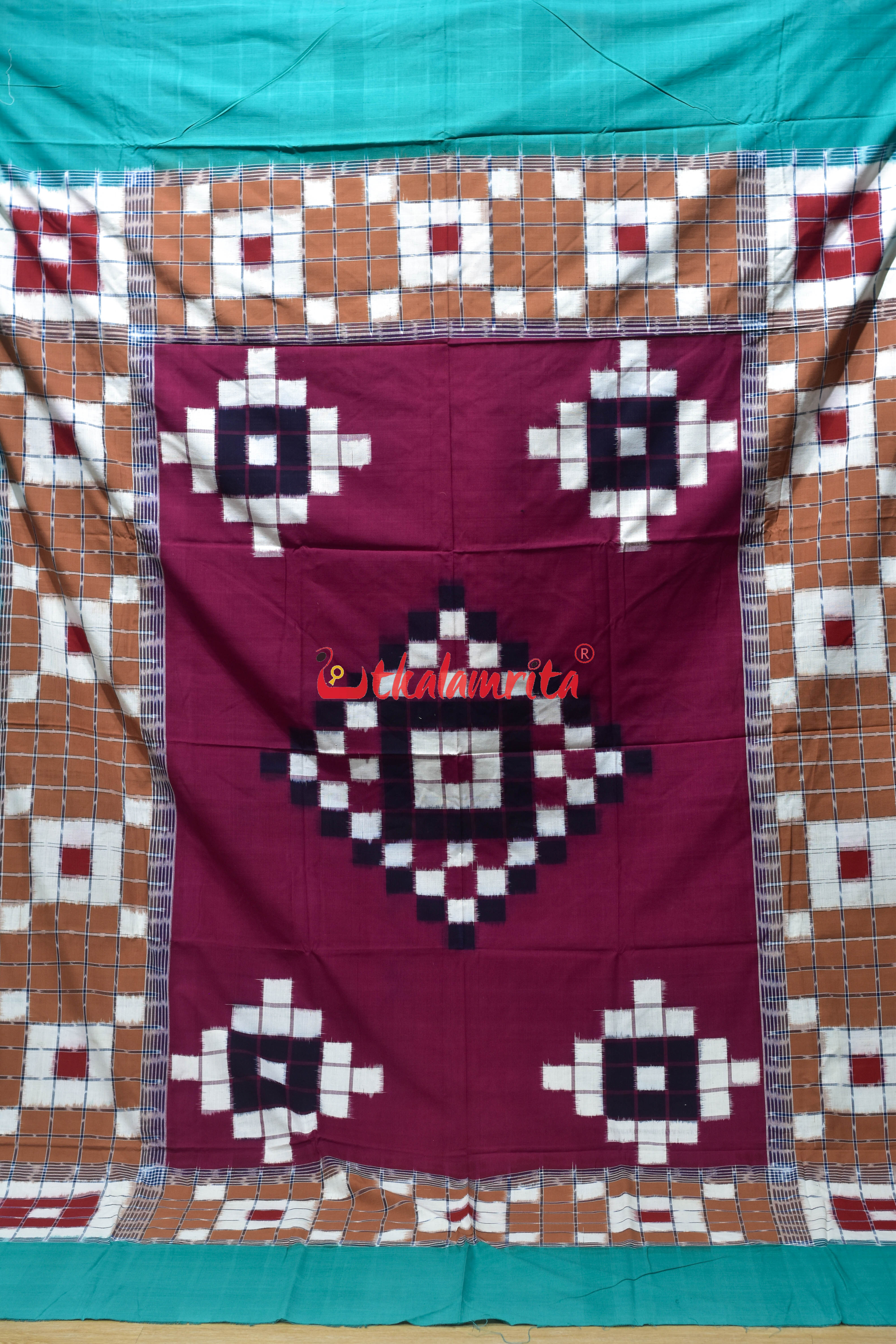 Green Maroon Checks Pasapali (Double Bedsheet)