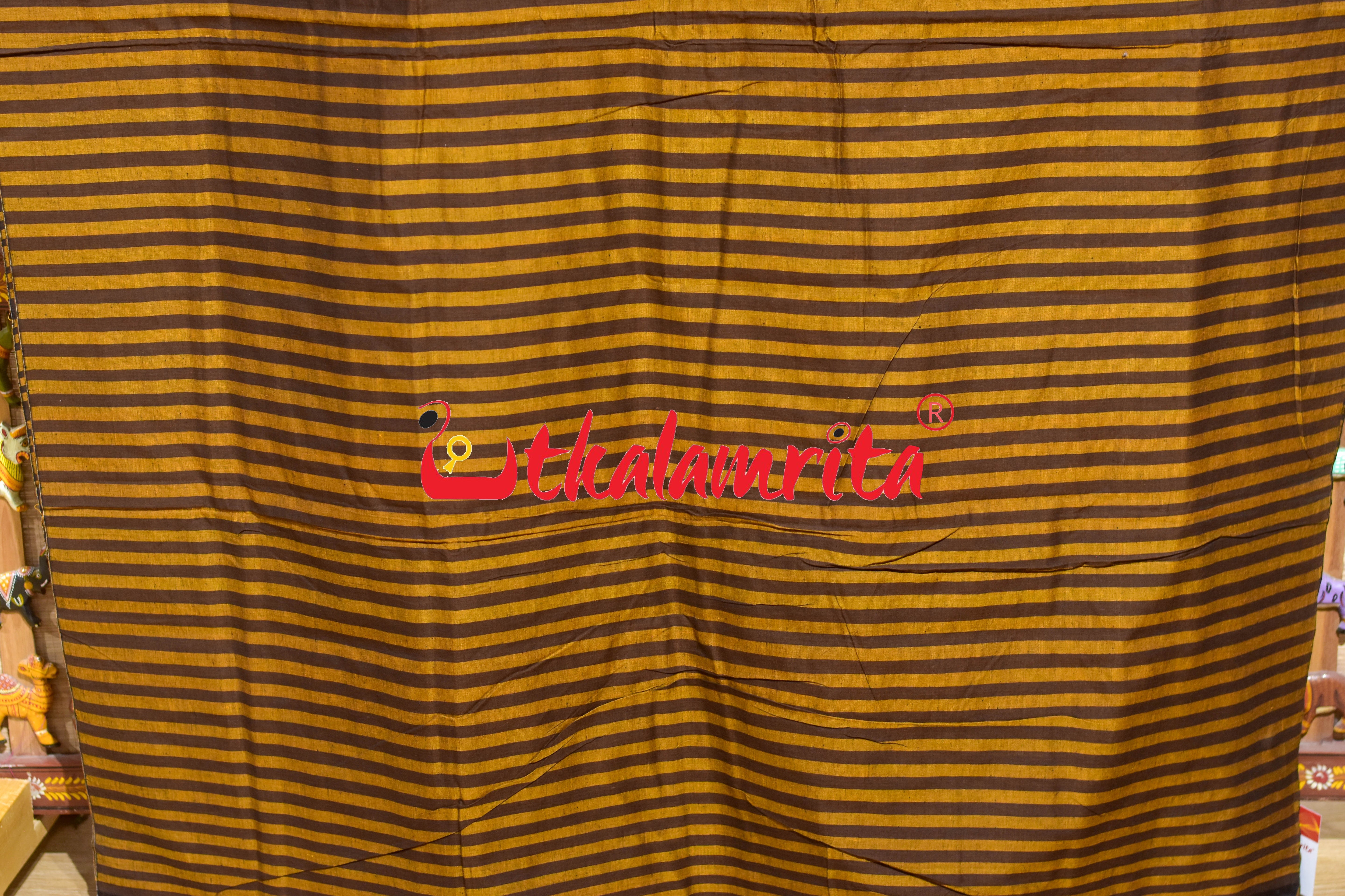 Coffee Straight Chains Khandua Cotton Saree