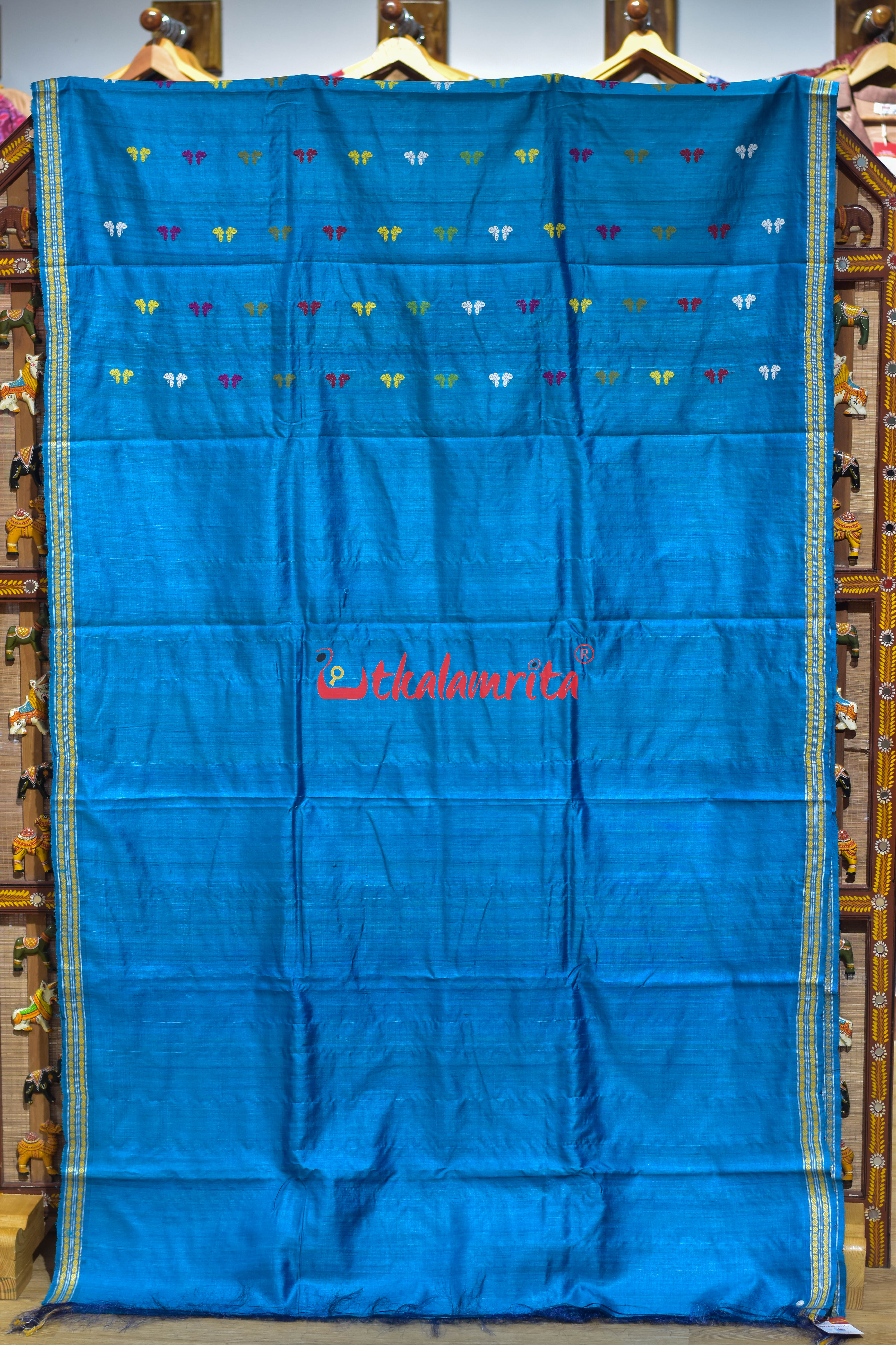 Sky Blue Butterfly Body Gopalpur Tussar Silk Saree