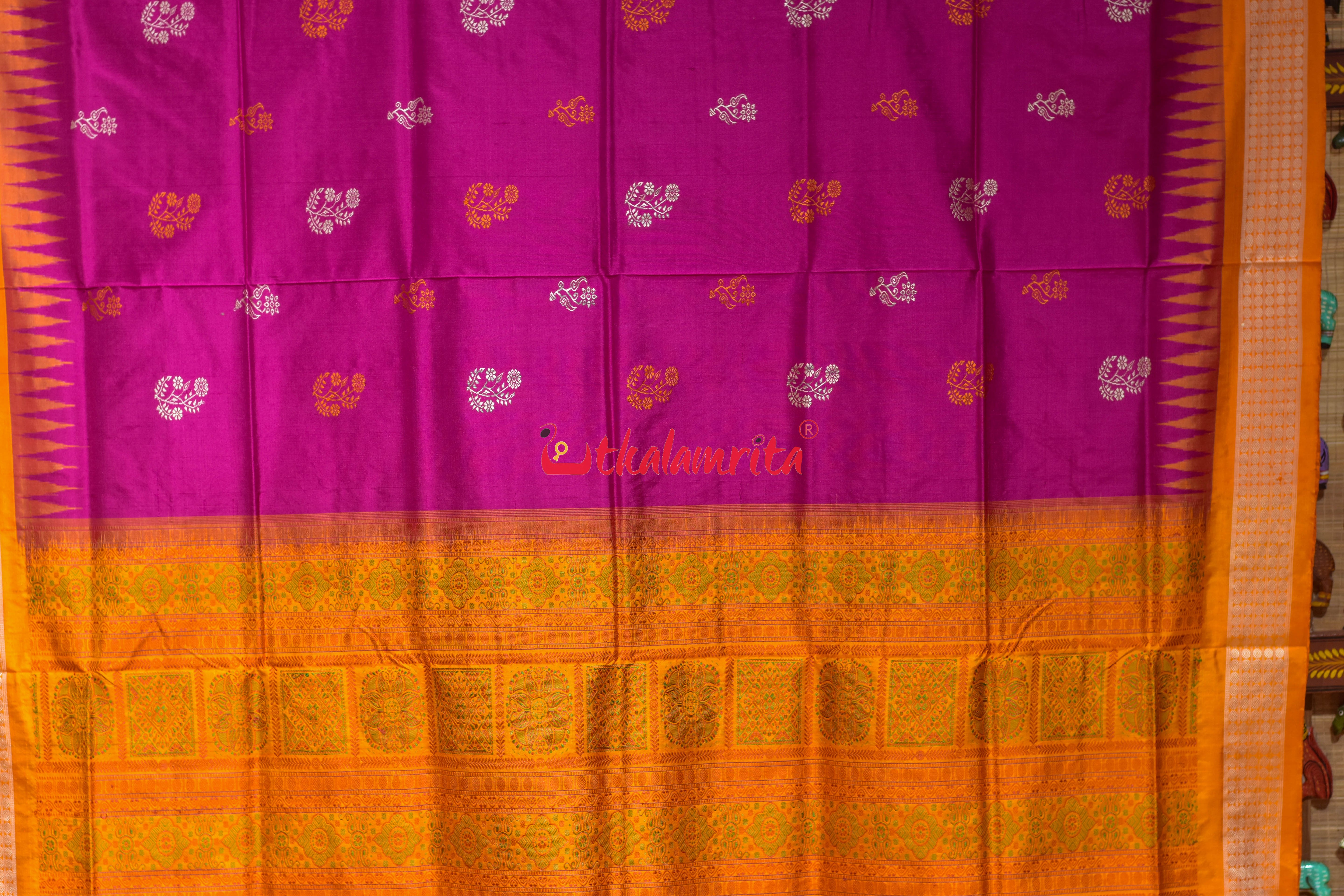 Rani Pink Phula Dala Bomkai Silk Saree