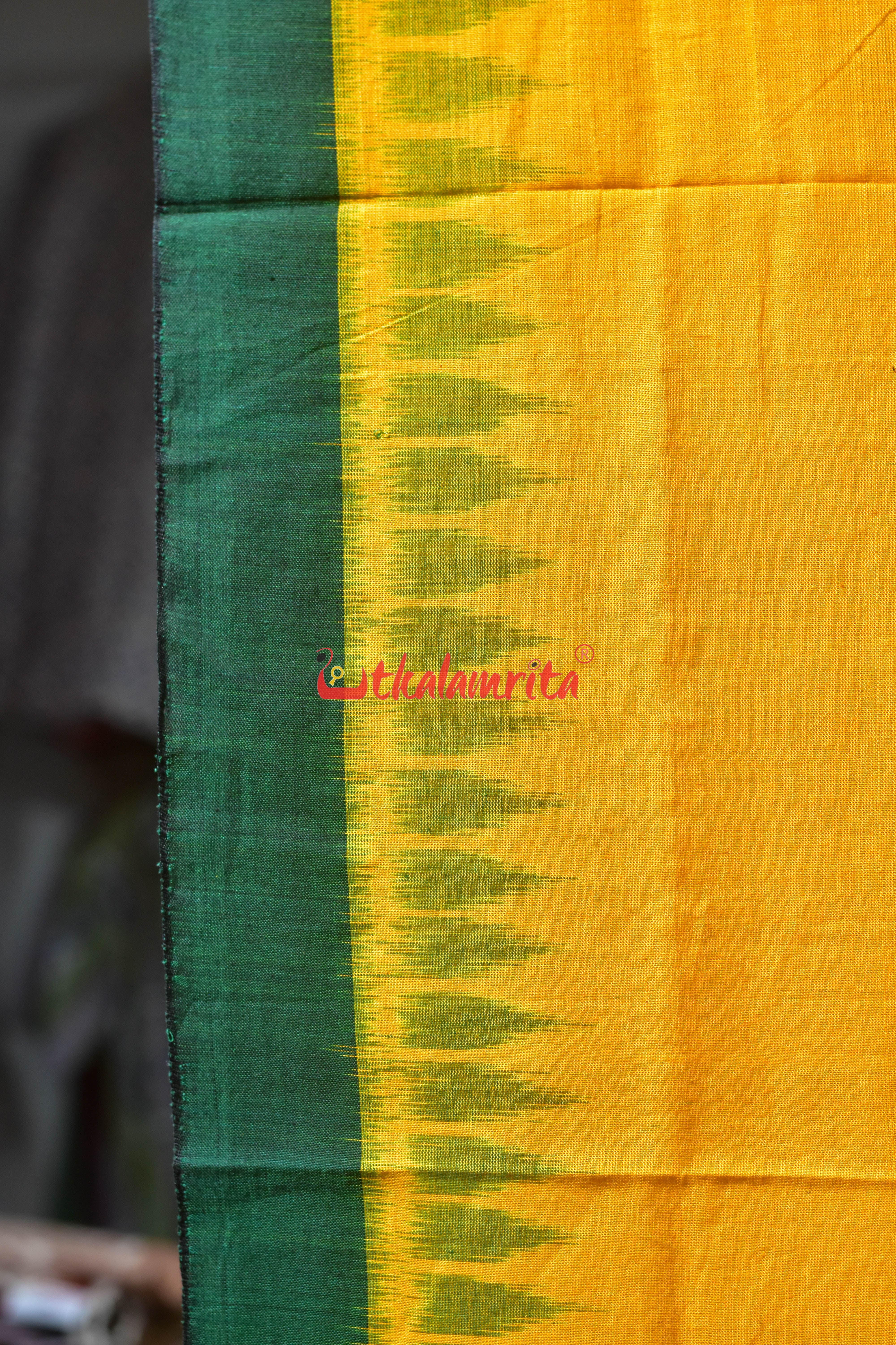 Mustard Yellow Green Khandua Cotton (Dupatta)