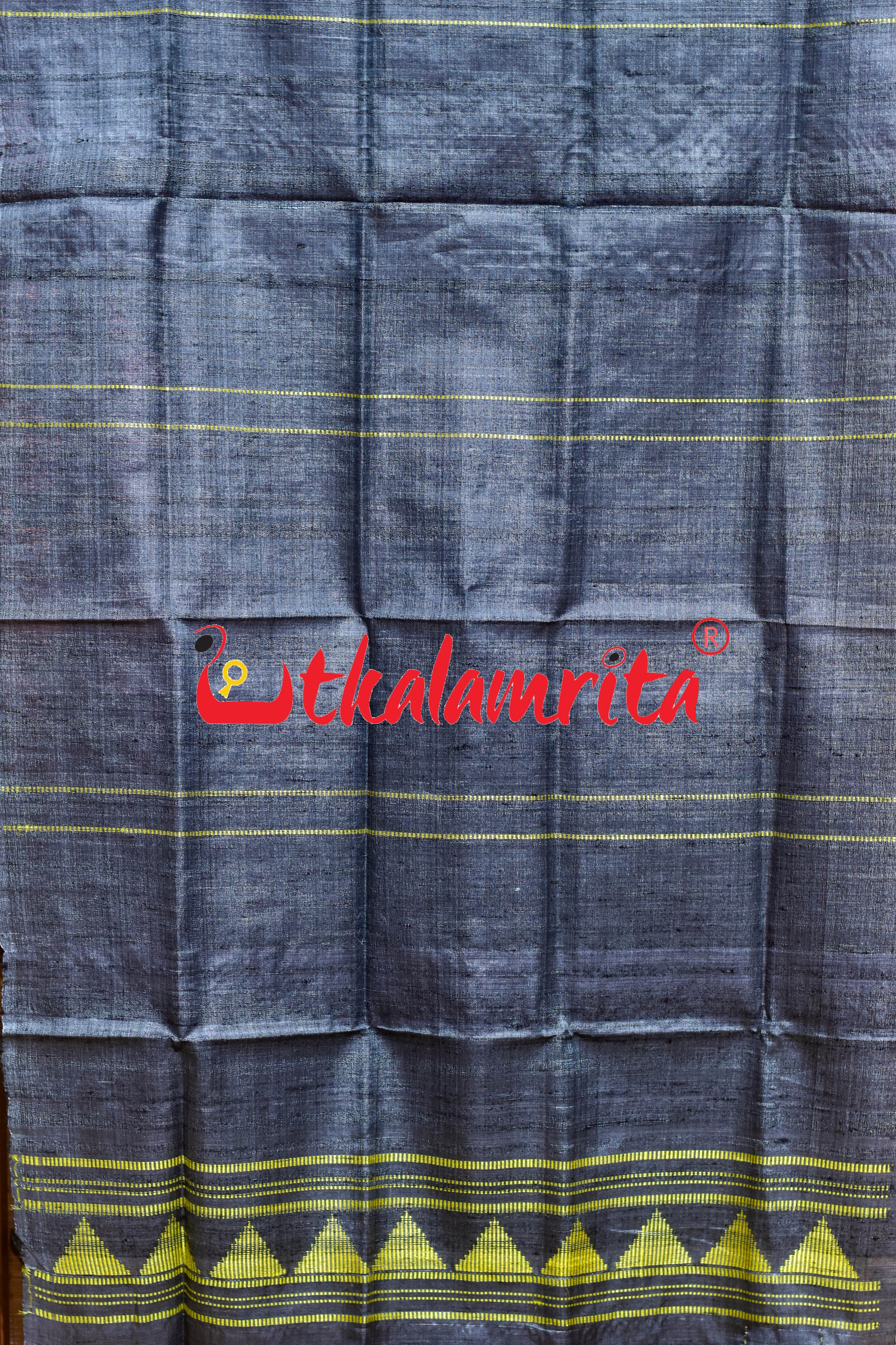 Ash Black Yellow Dongria Tussar Silk (Stole)