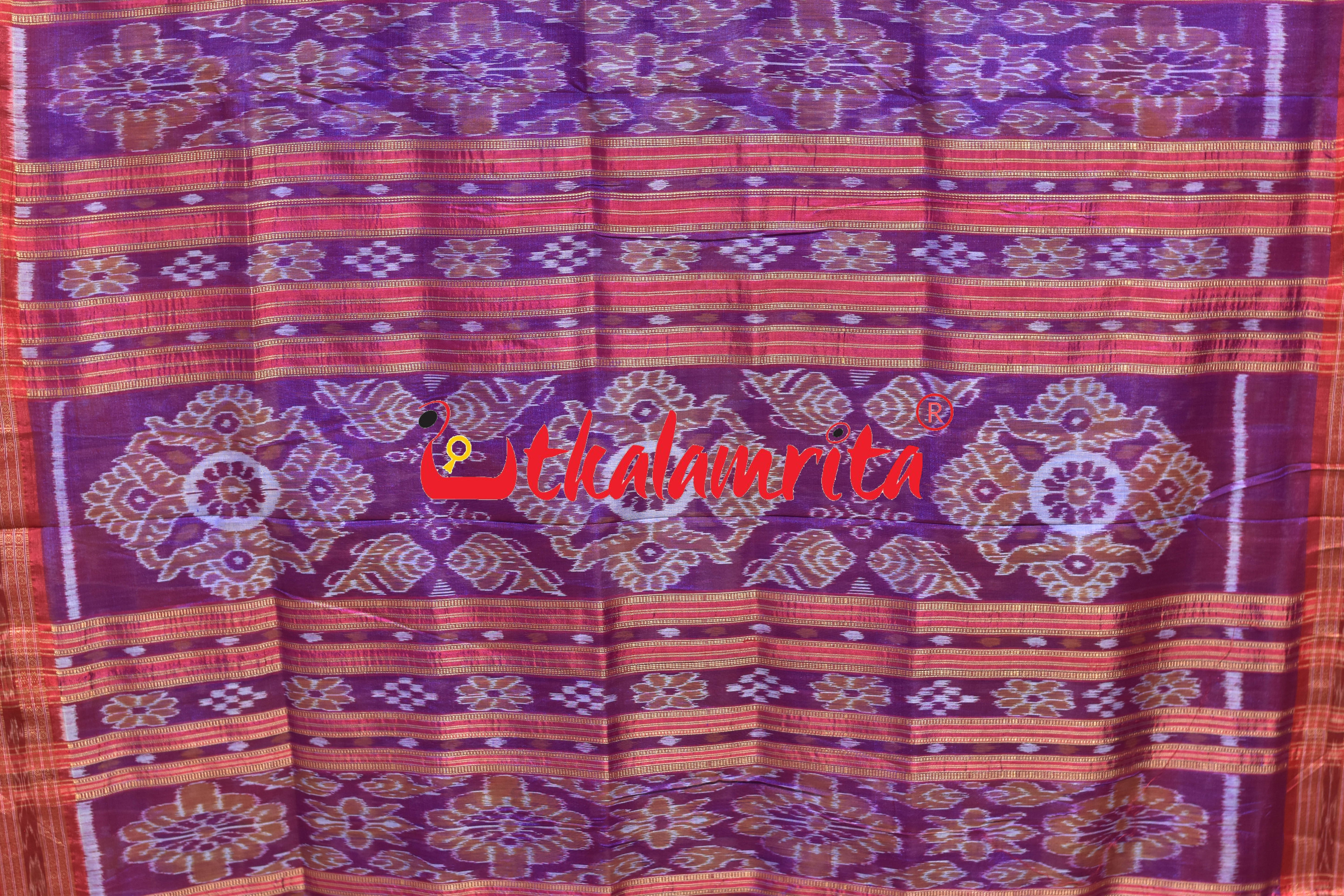 Blue Red Tribal Pasapali Scot Khandua Silk Saree