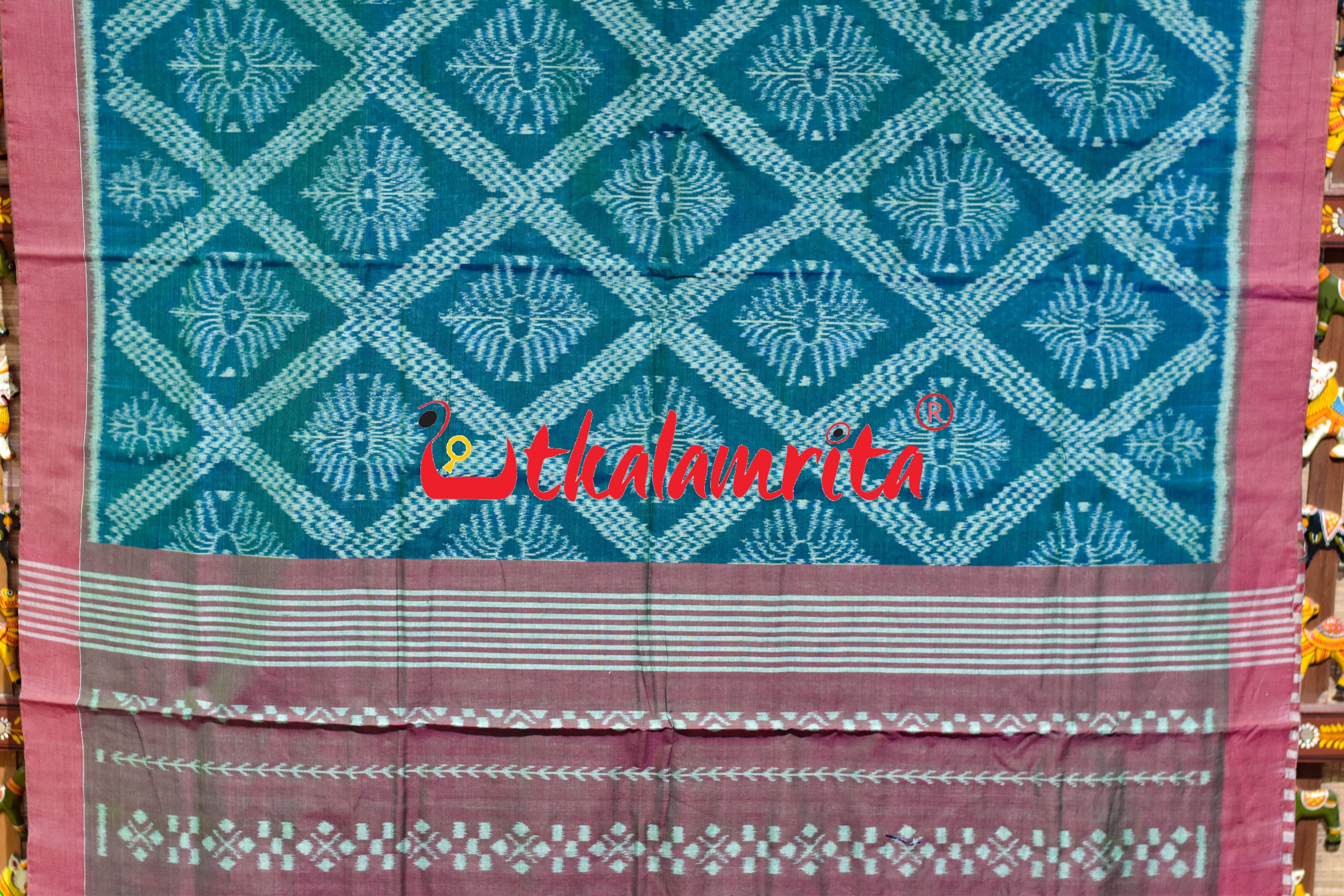 Teal Tarabali Khandua Cotton Saree