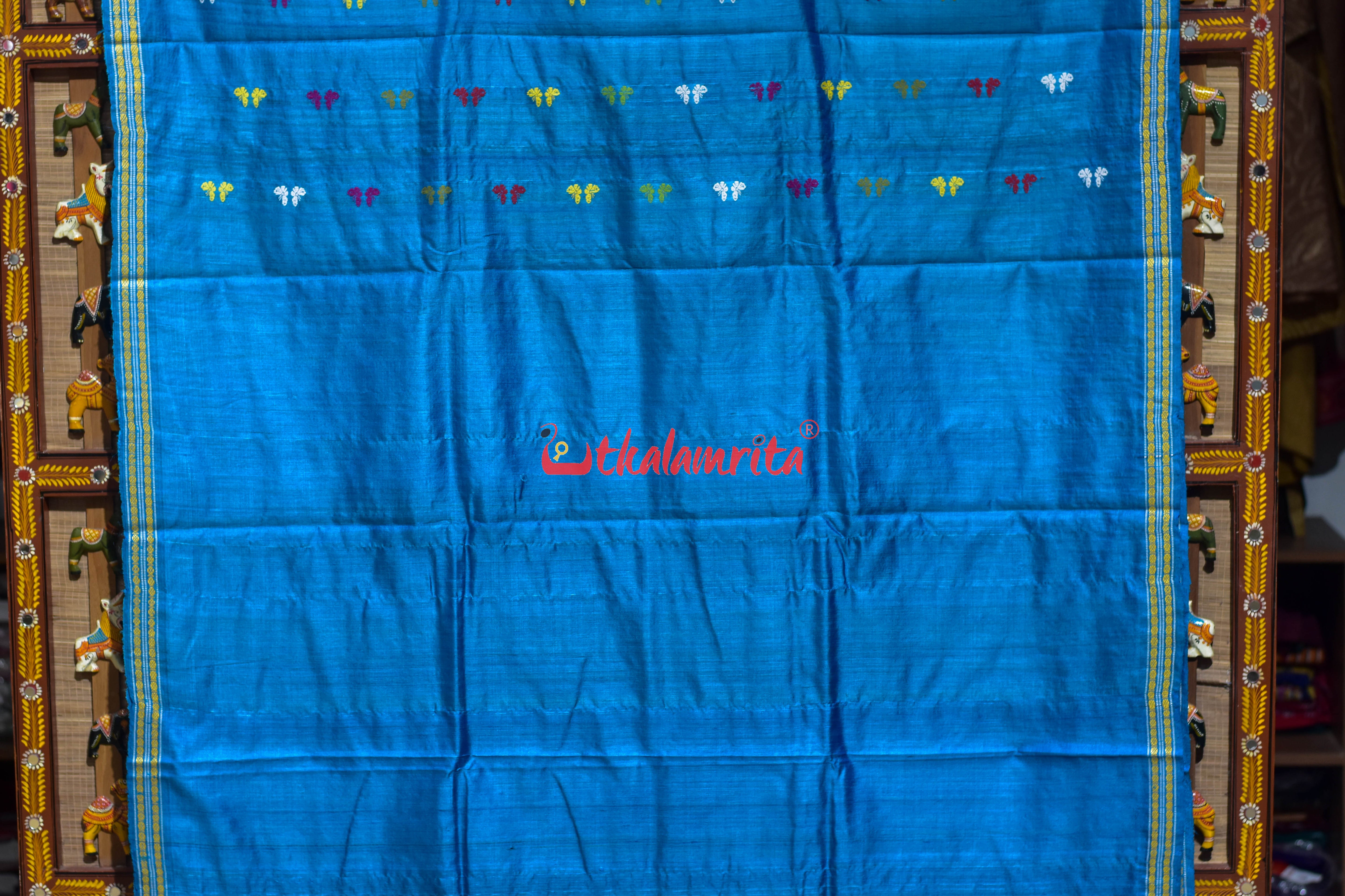 Sky Blue Butterfly Body Gopalpur Tussar Silk Saree