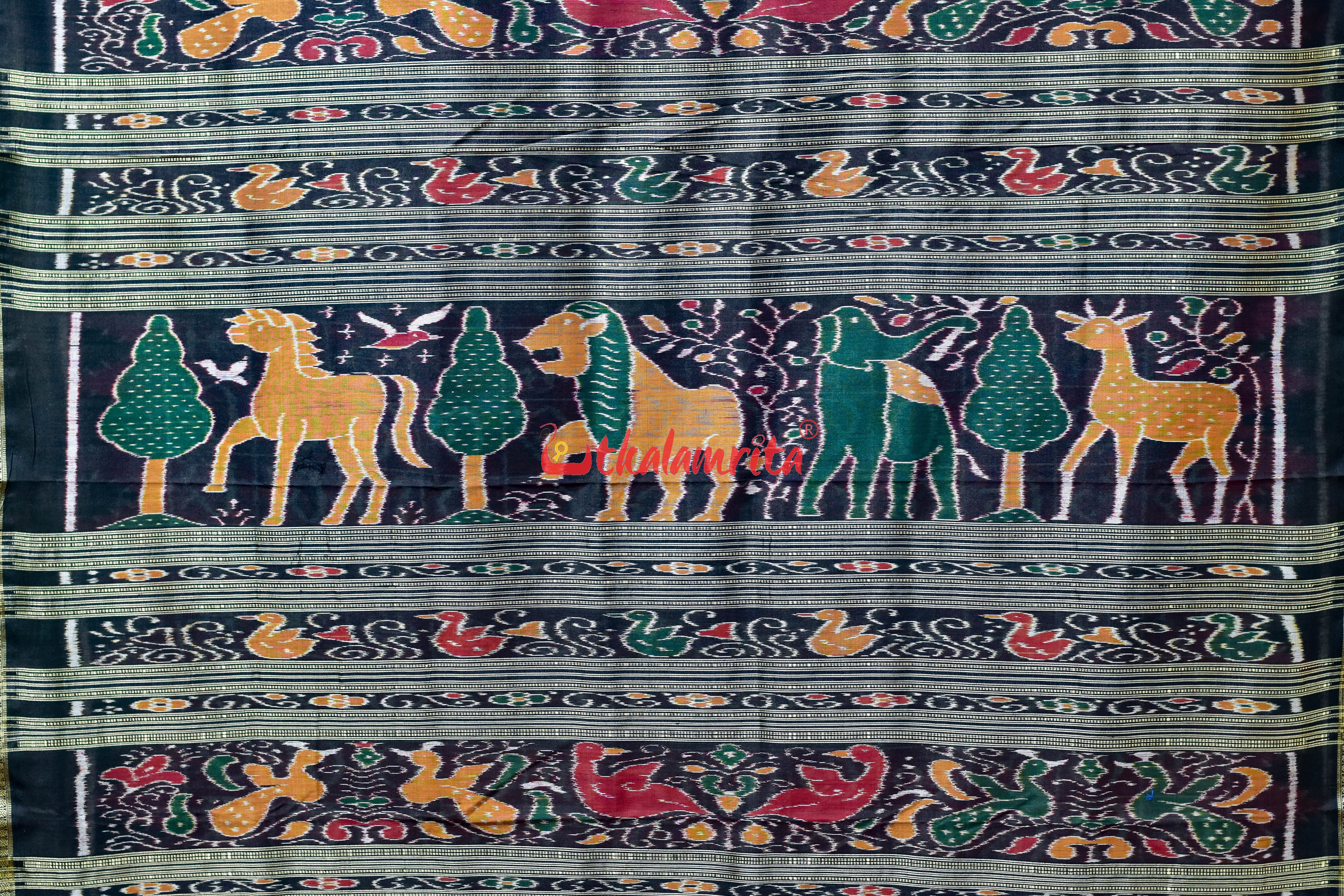 Pink Odia Alphabets Khandua Silk Saree