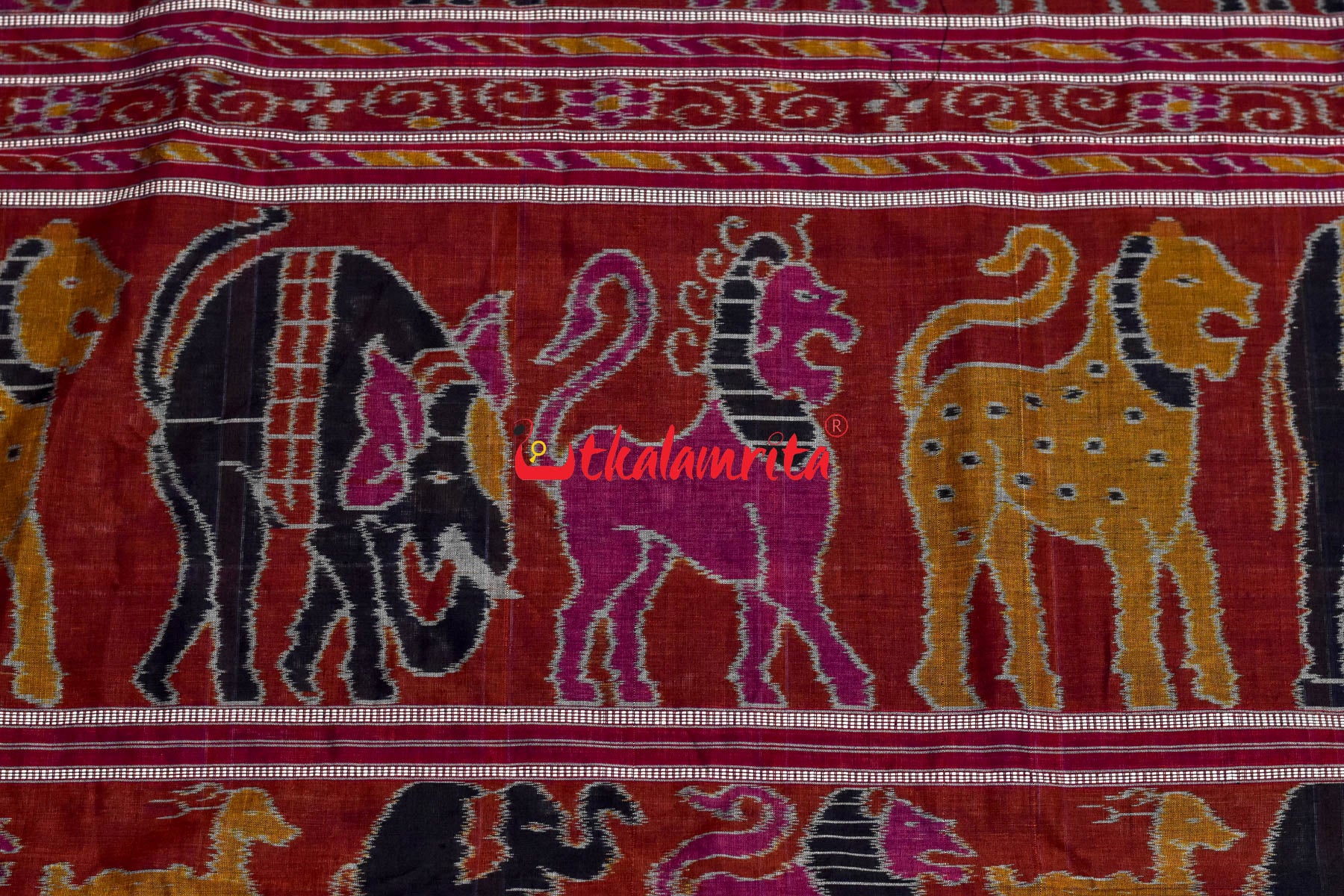 Blueish Red Border Nabakothi Cotton Saree