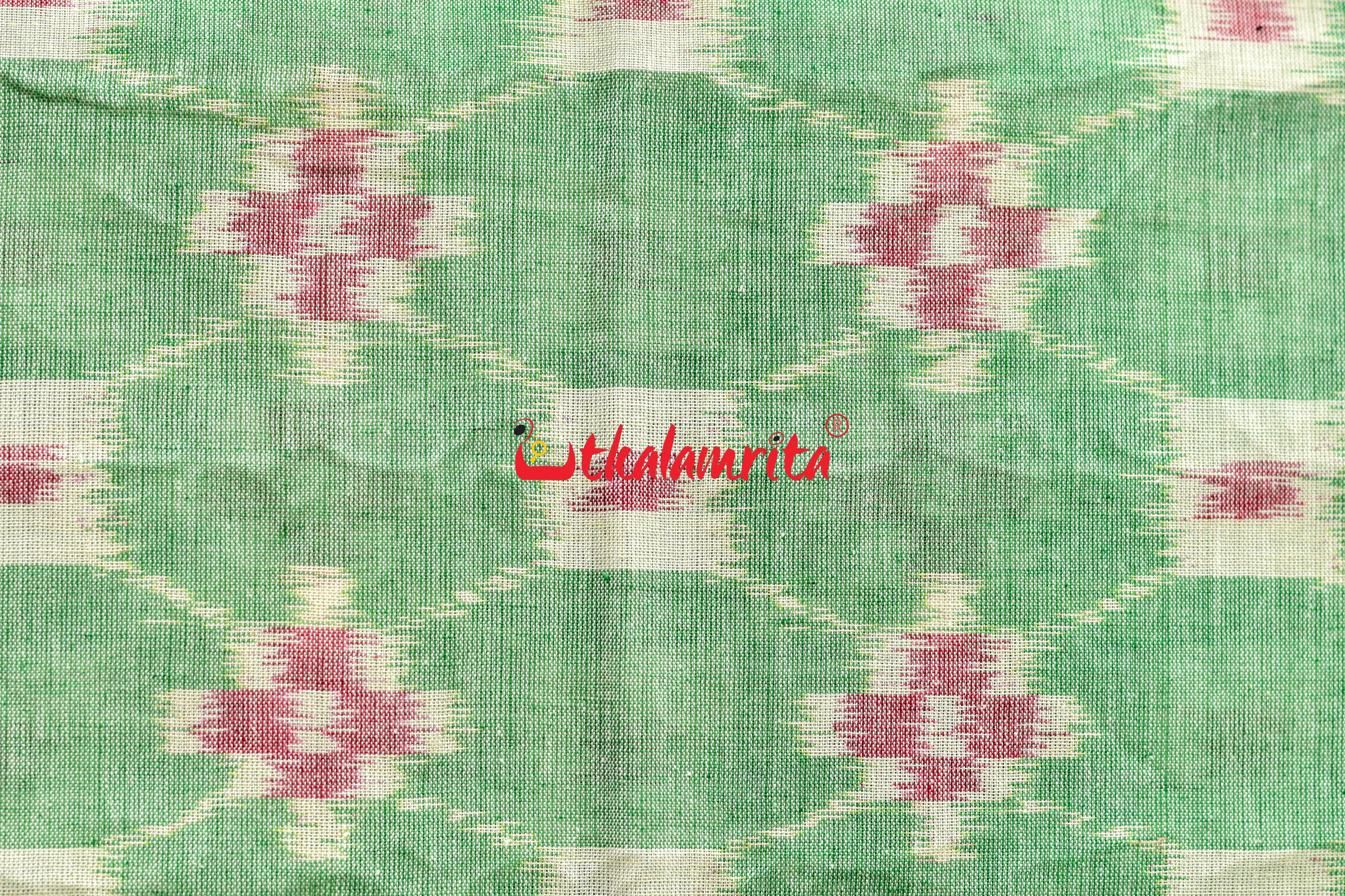 5D Green Middle Chain Khandua Cotton Saree