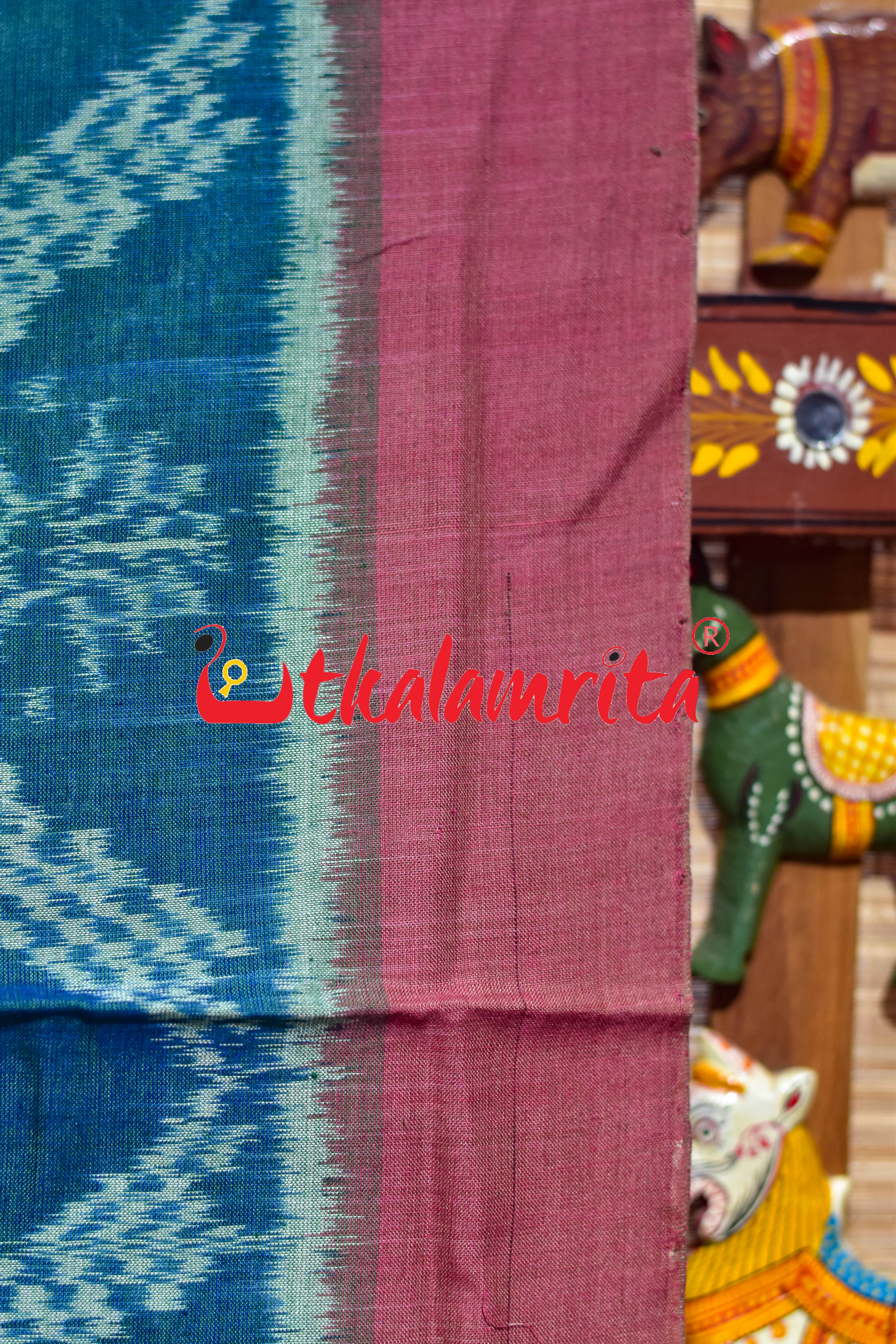 Teal Tarabali Khandua Cotton Saree