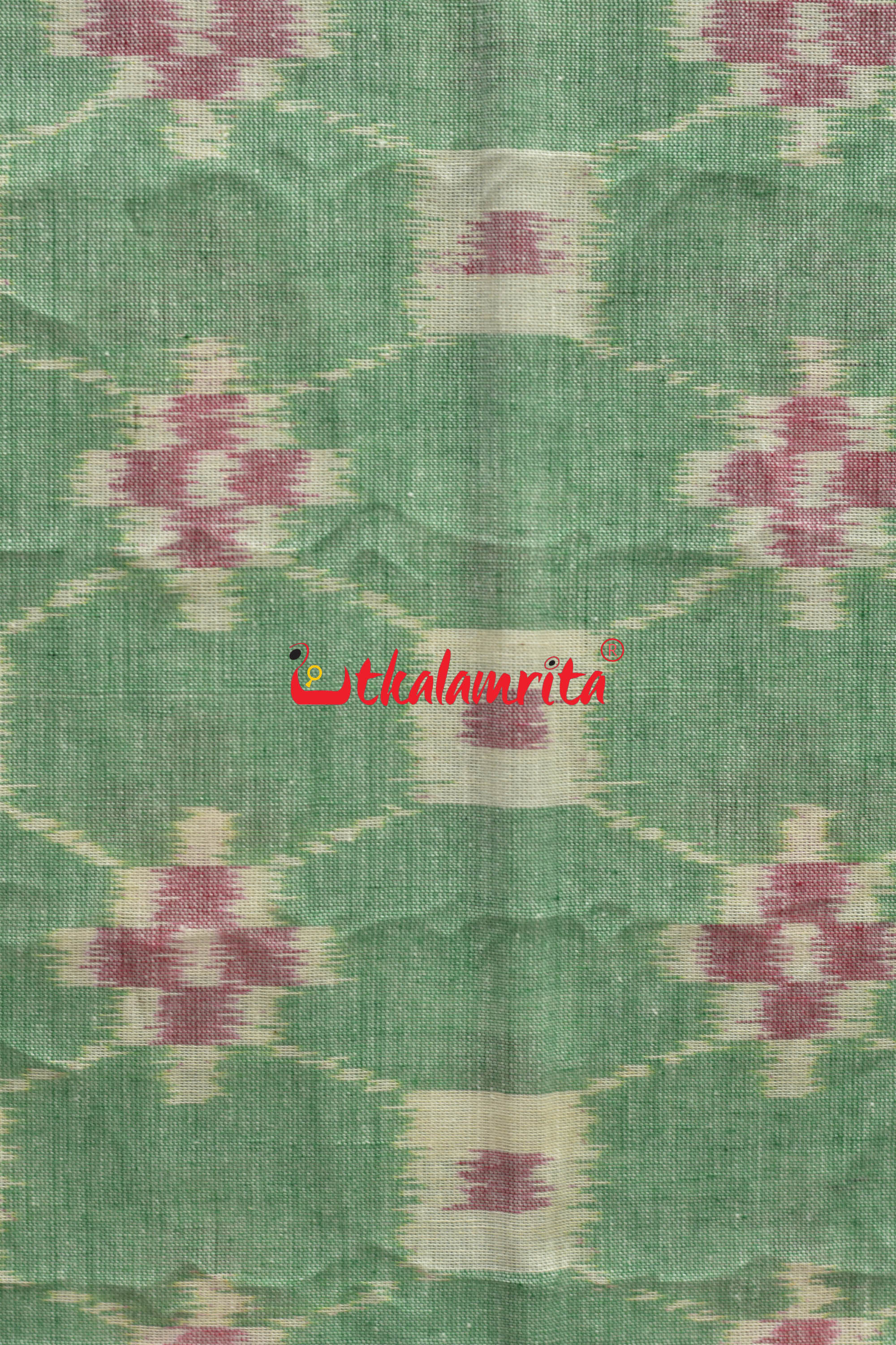 5D Green Middle Chain Khandua Cotton Saree